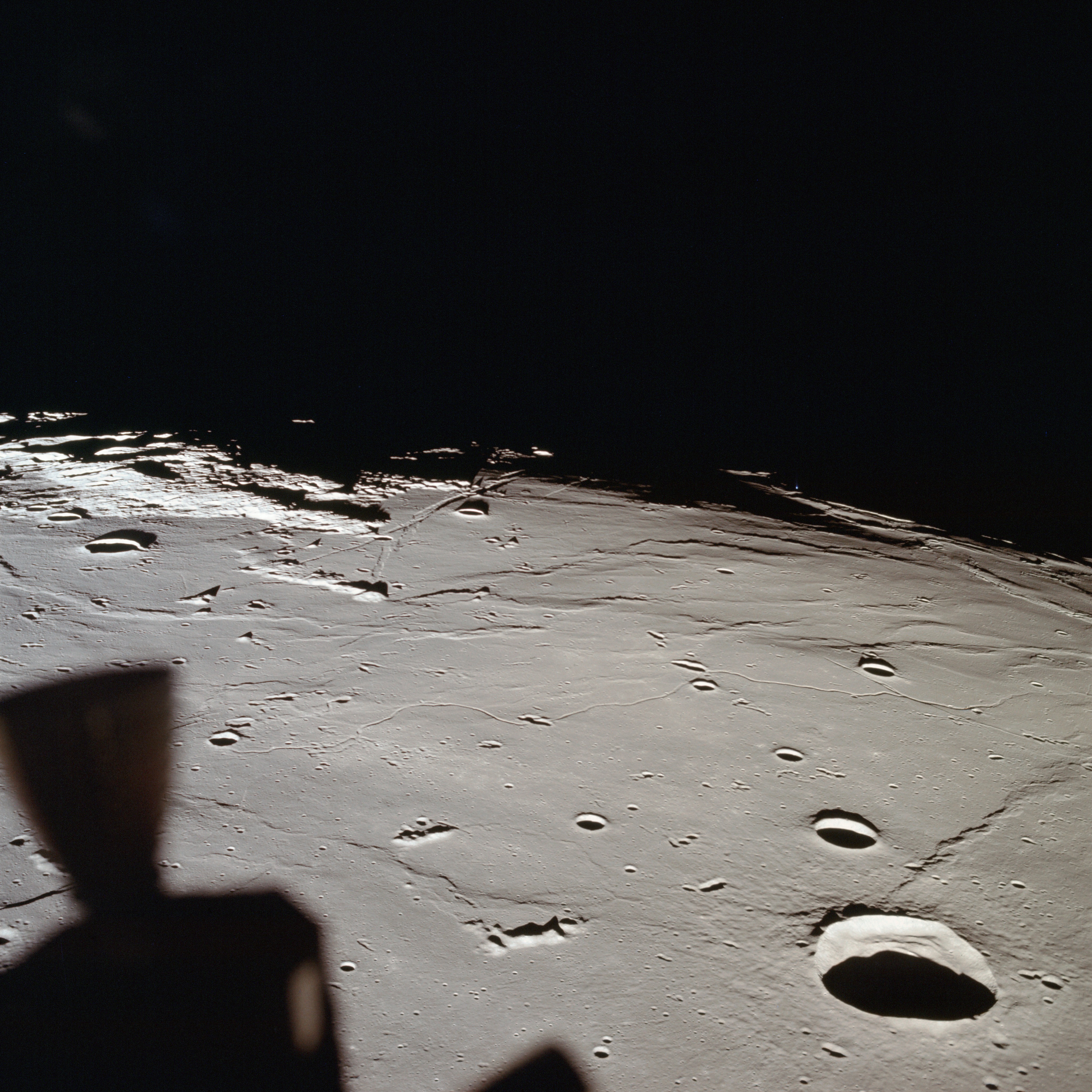 View of approach to Apollo Landing Site 2 in southwestern Sea of Tranquility