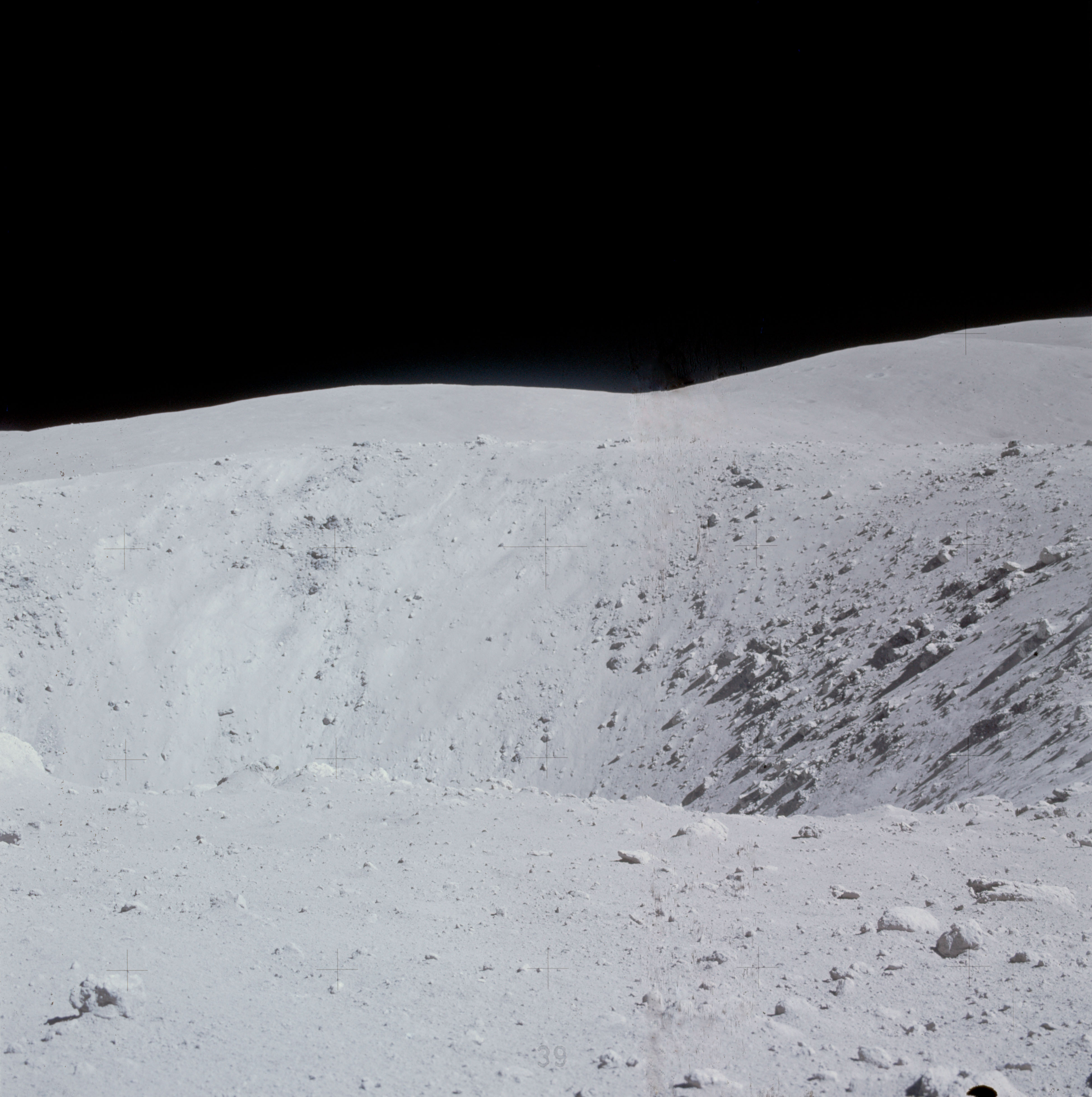 View of lunar surface at Apollo 16 station 11
