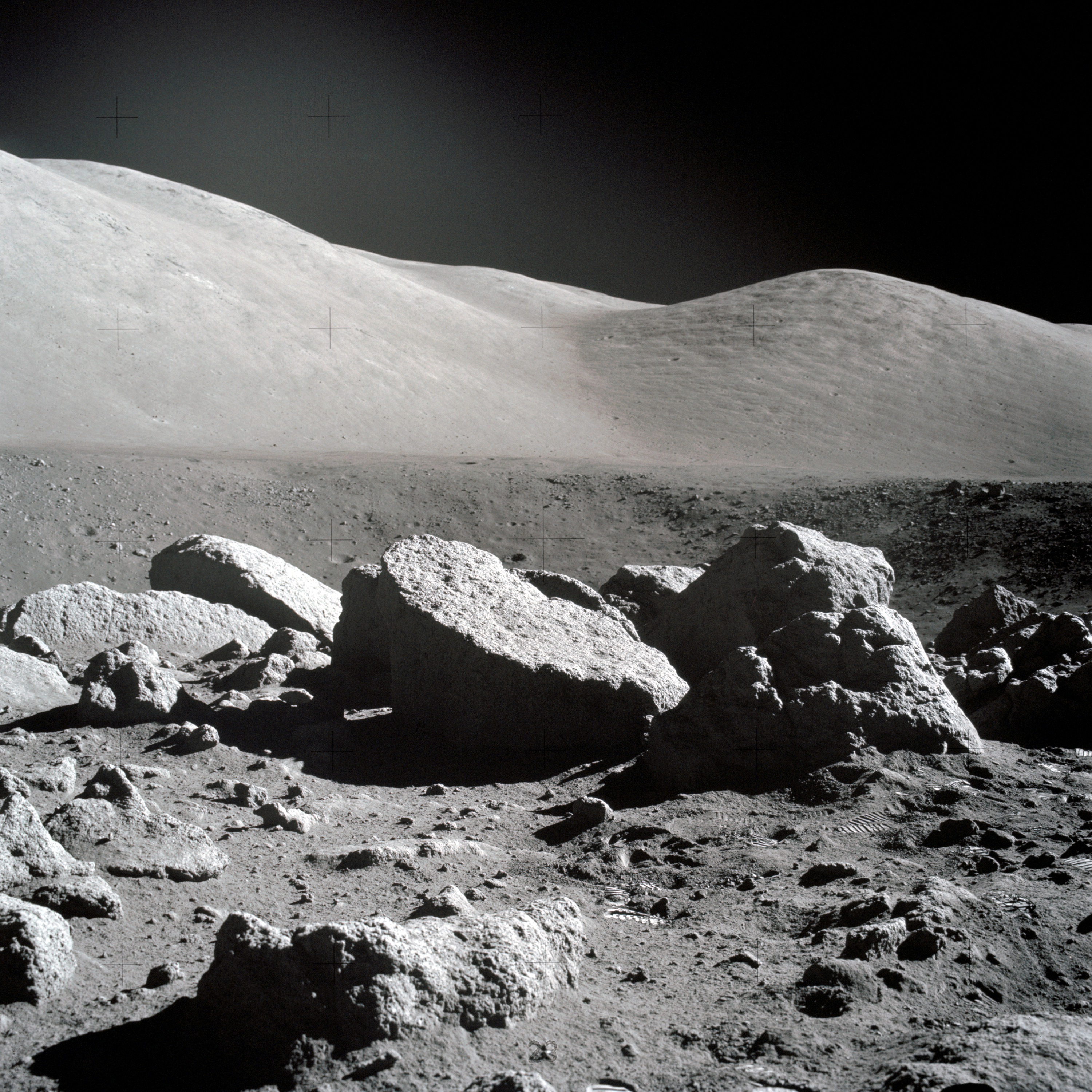 Panoramic view of Station 5 (Camelot Crater) during Apollo 17 EVA-2