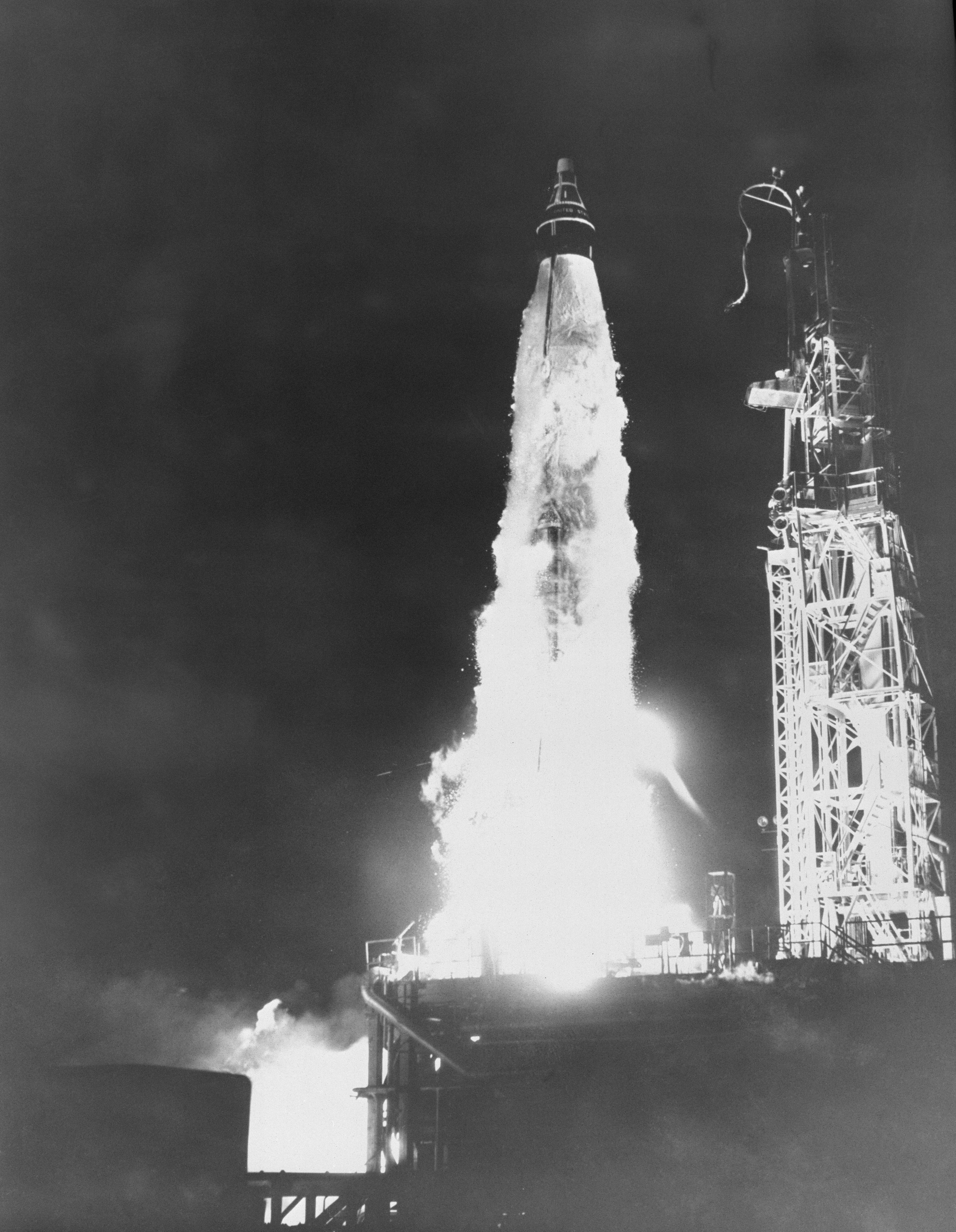 Big Joe launch vehicle after launching at Cape Canaveral