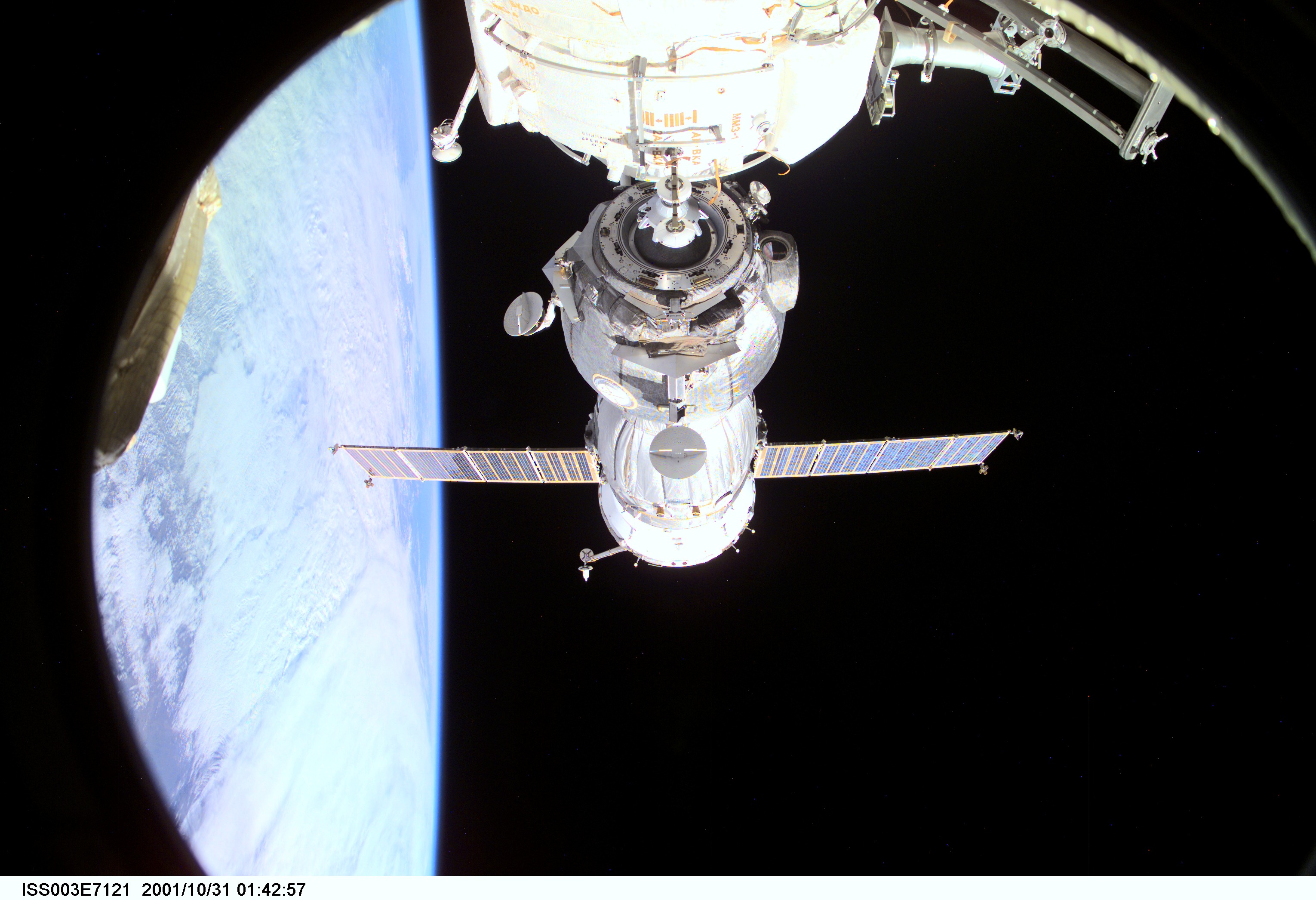 View of the Soyuz carrying the Taxi crew during undocking from the ISS