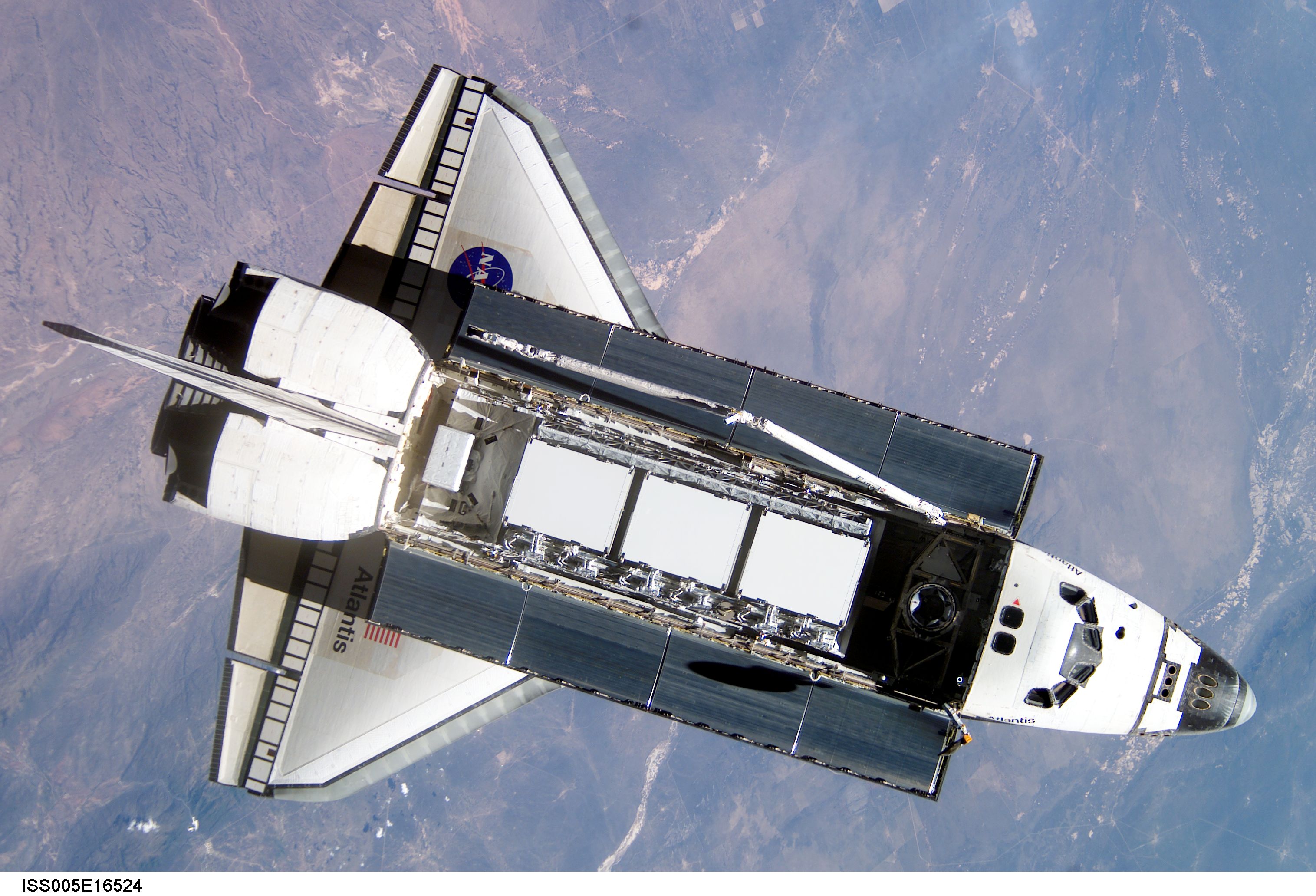 Atlantis during STS-112 approach to ISS during Expedition Five