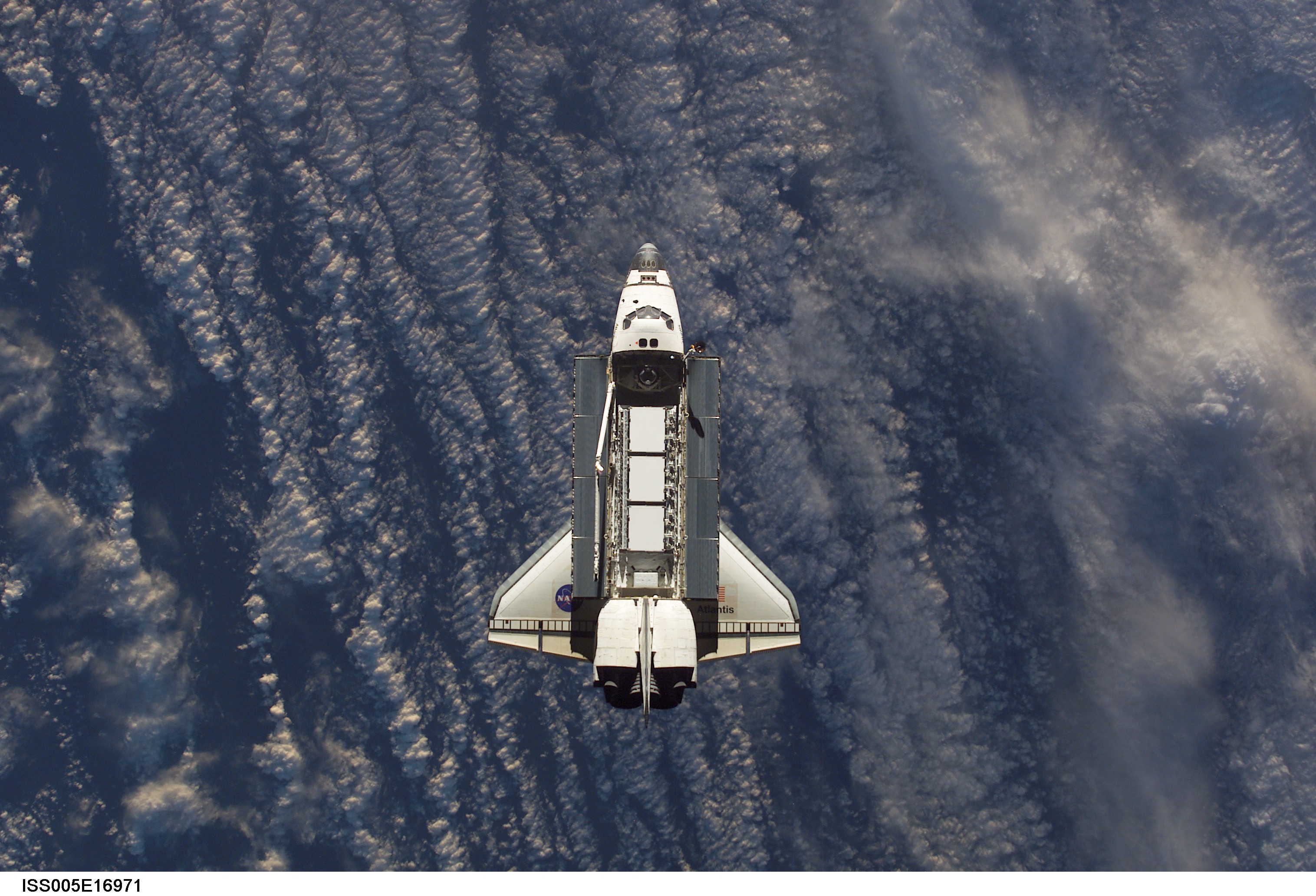 Atlantis during STS-112 approach to ISS during Expedition Five