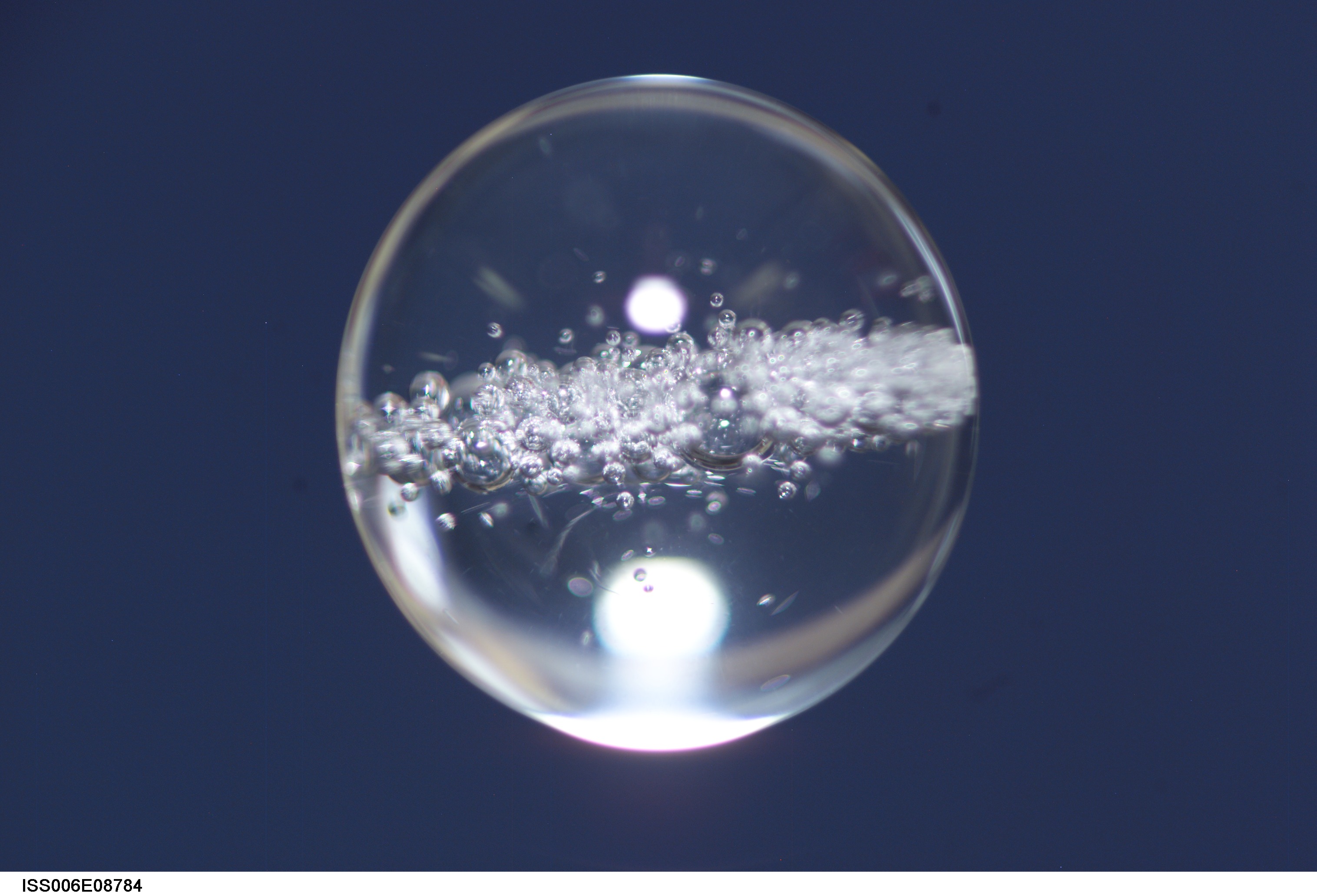 Bubble formed as a result of a Zeolite Crystal Growth experiment in the U.S. Laboratory