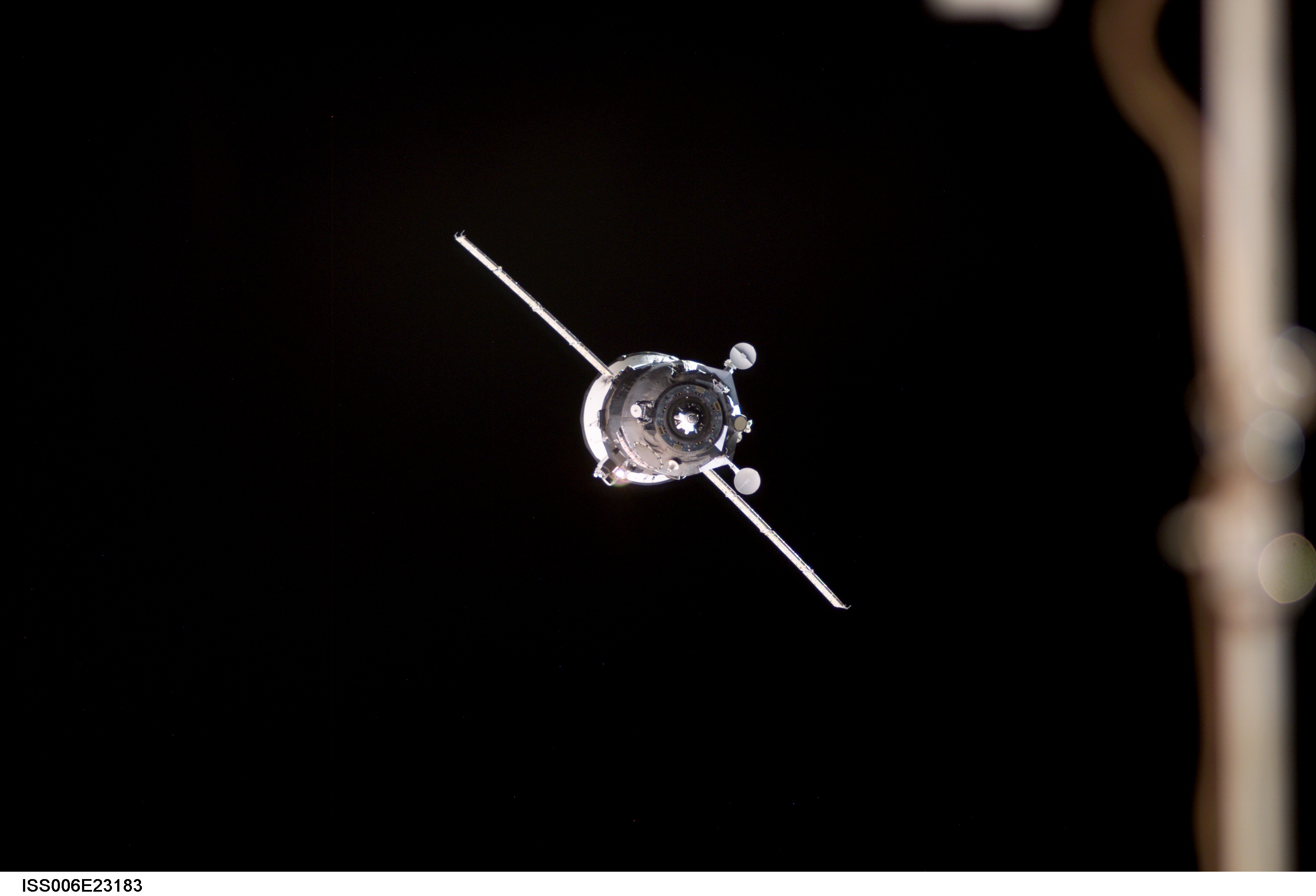 View of the Progress Spacecraft approaching the SM on the ISS during Expedition Six