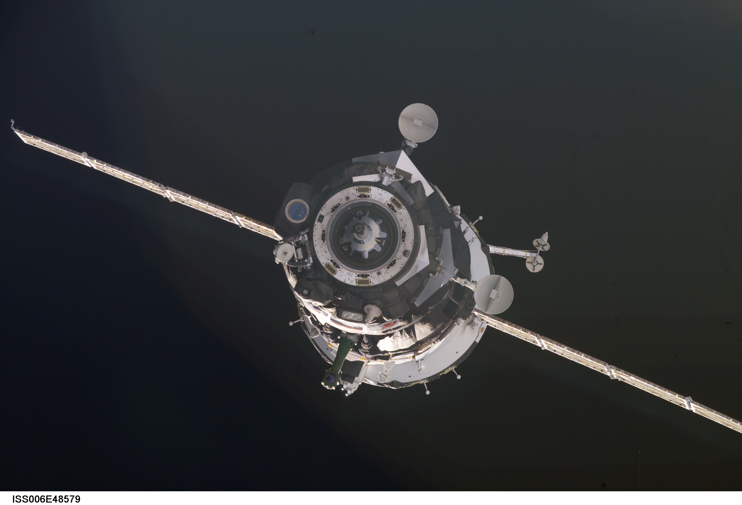 View of Soyuz TMA-2 approaching the ISS during Expedition Six