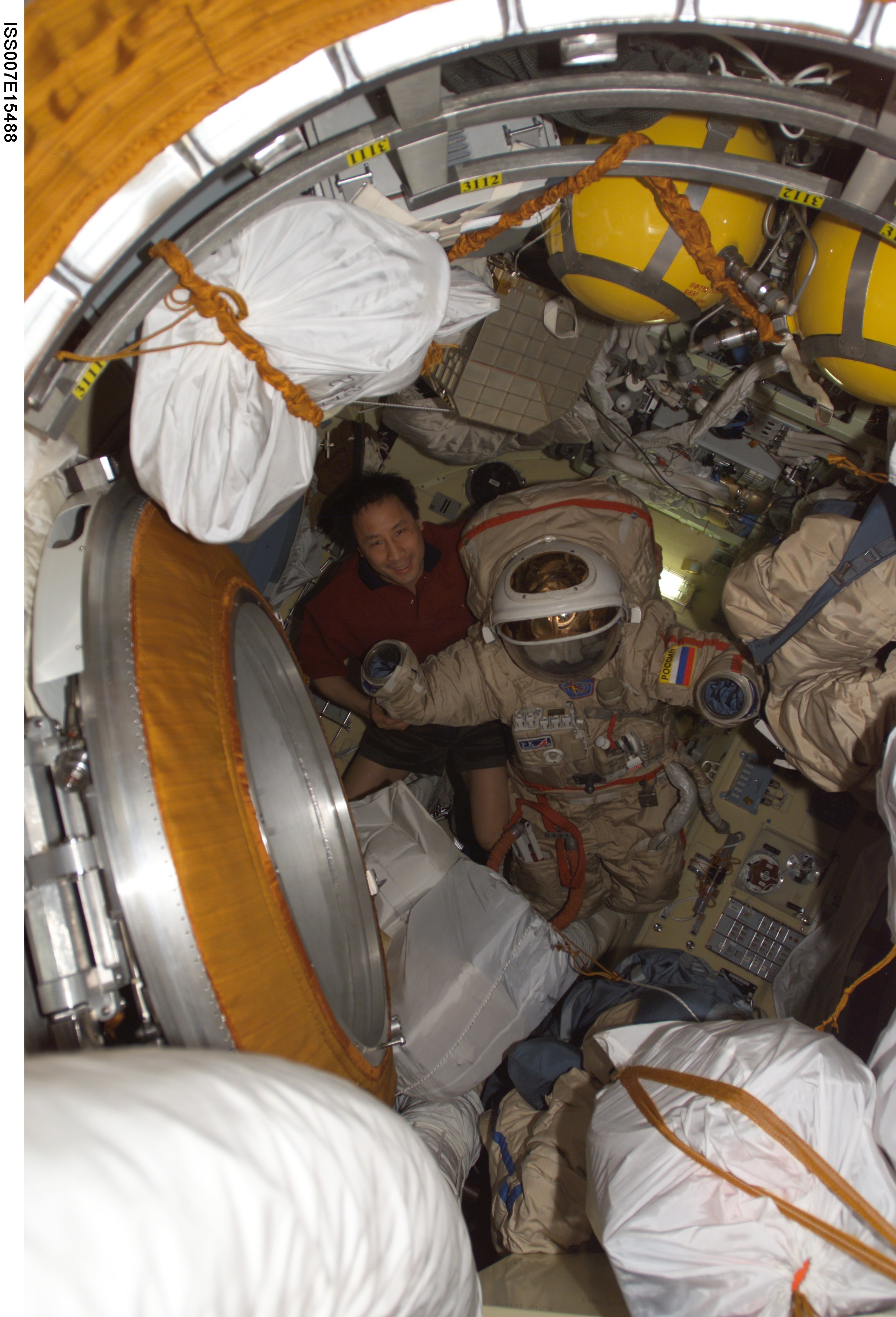 Lu after checkout of Orlan spacesuits