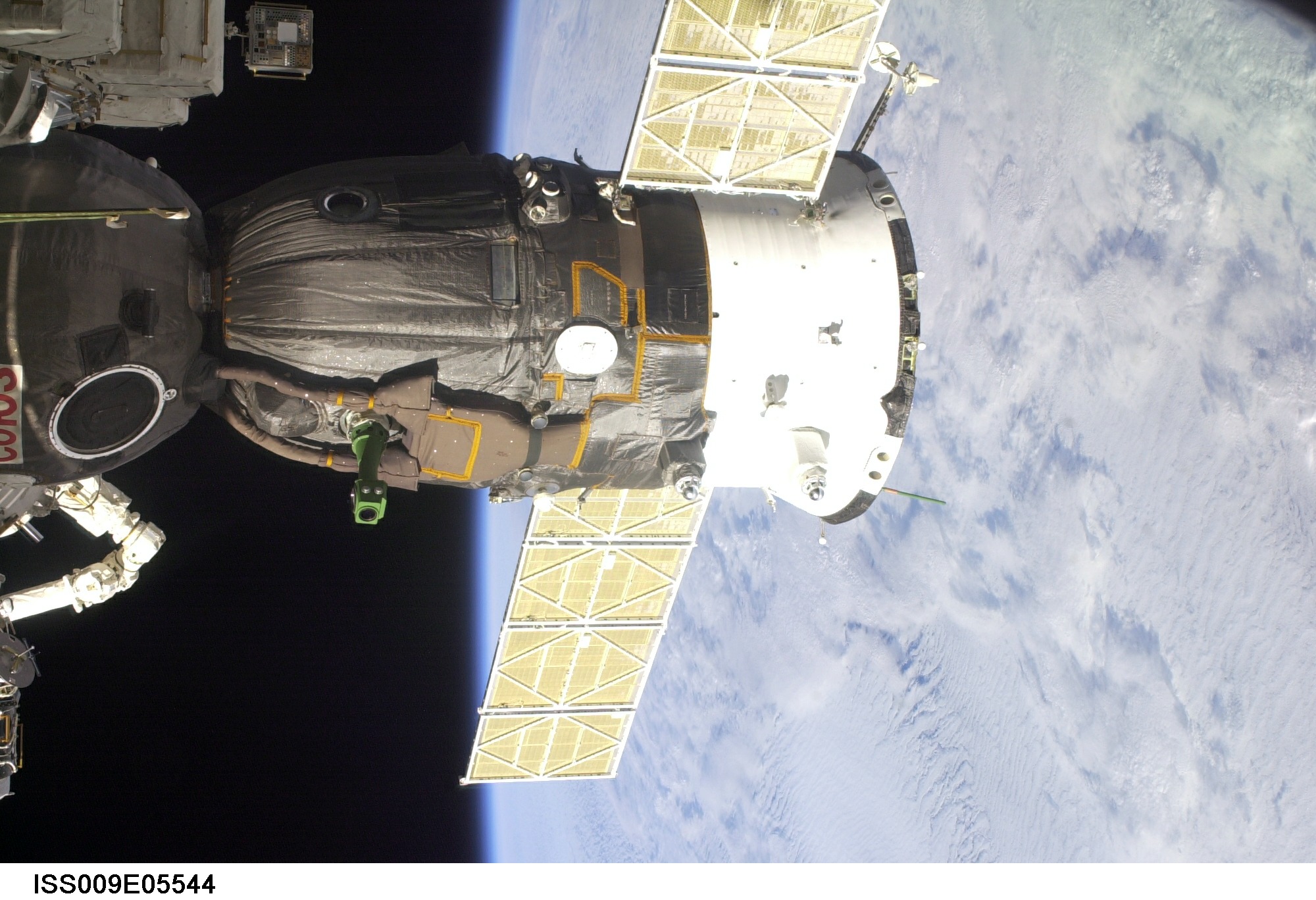 Soyuz TMA-4 docked to the Zarya FGB during Expedition 9