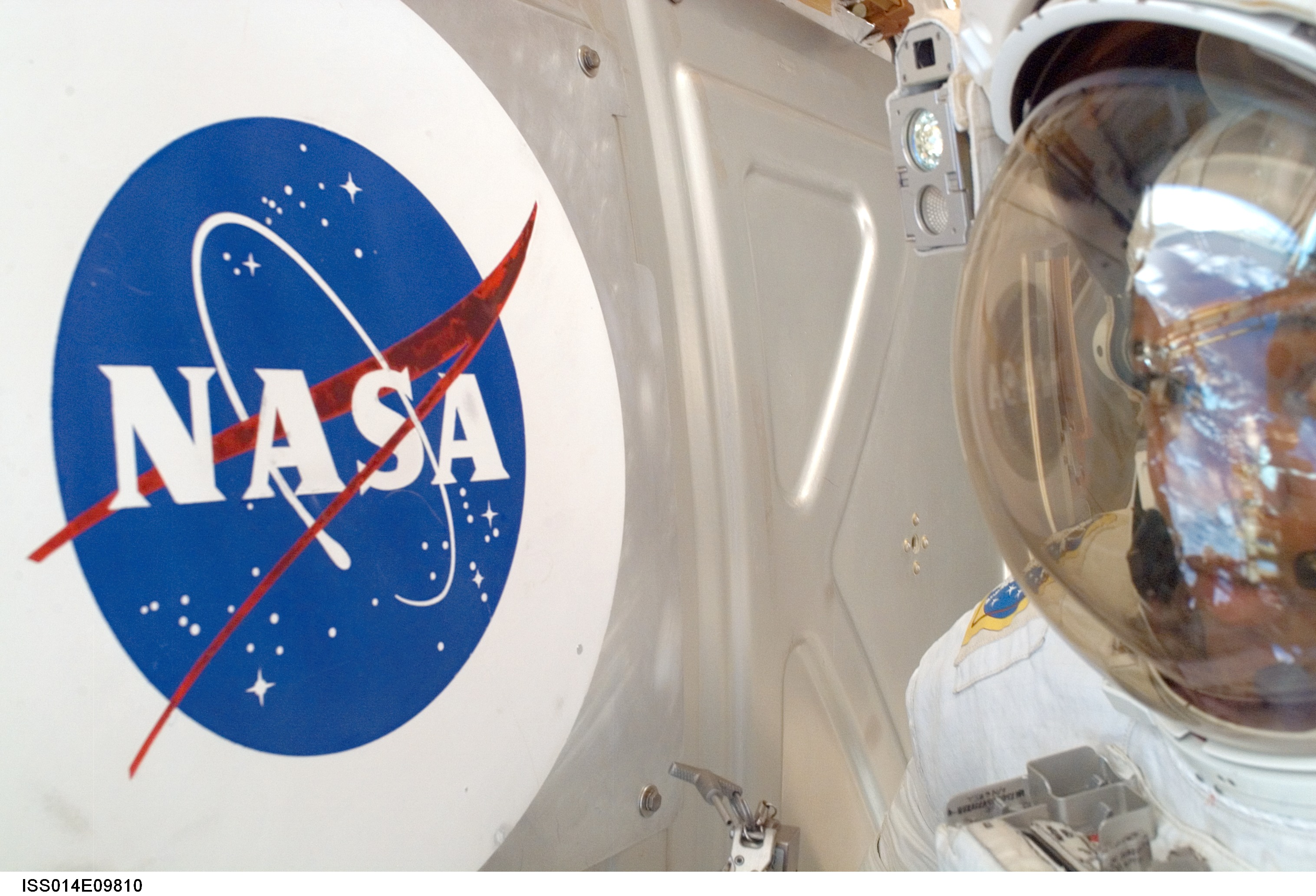 NASA logo on exterior of ISS module