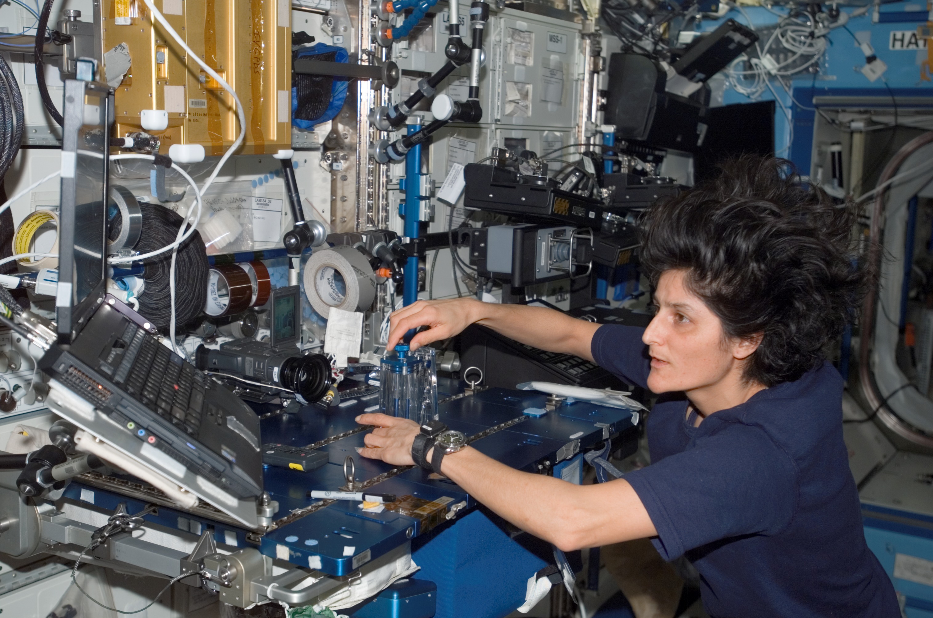 Williams during Capillary Flow Experiment Hardware Setup in the US Lab