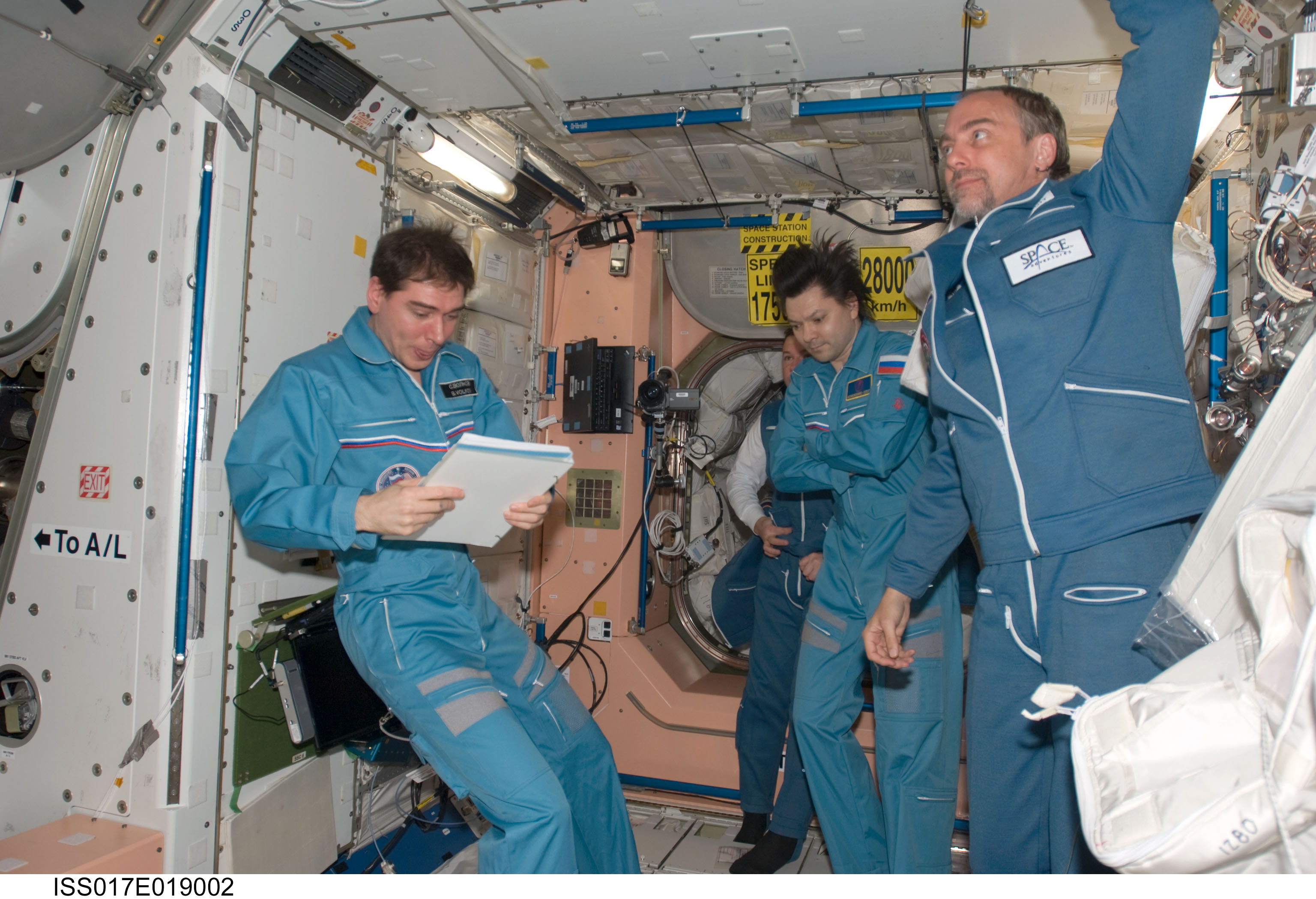 Volkov, Garriott, Kononenko, and Lonchakov in the Node 1 during Joint Operations