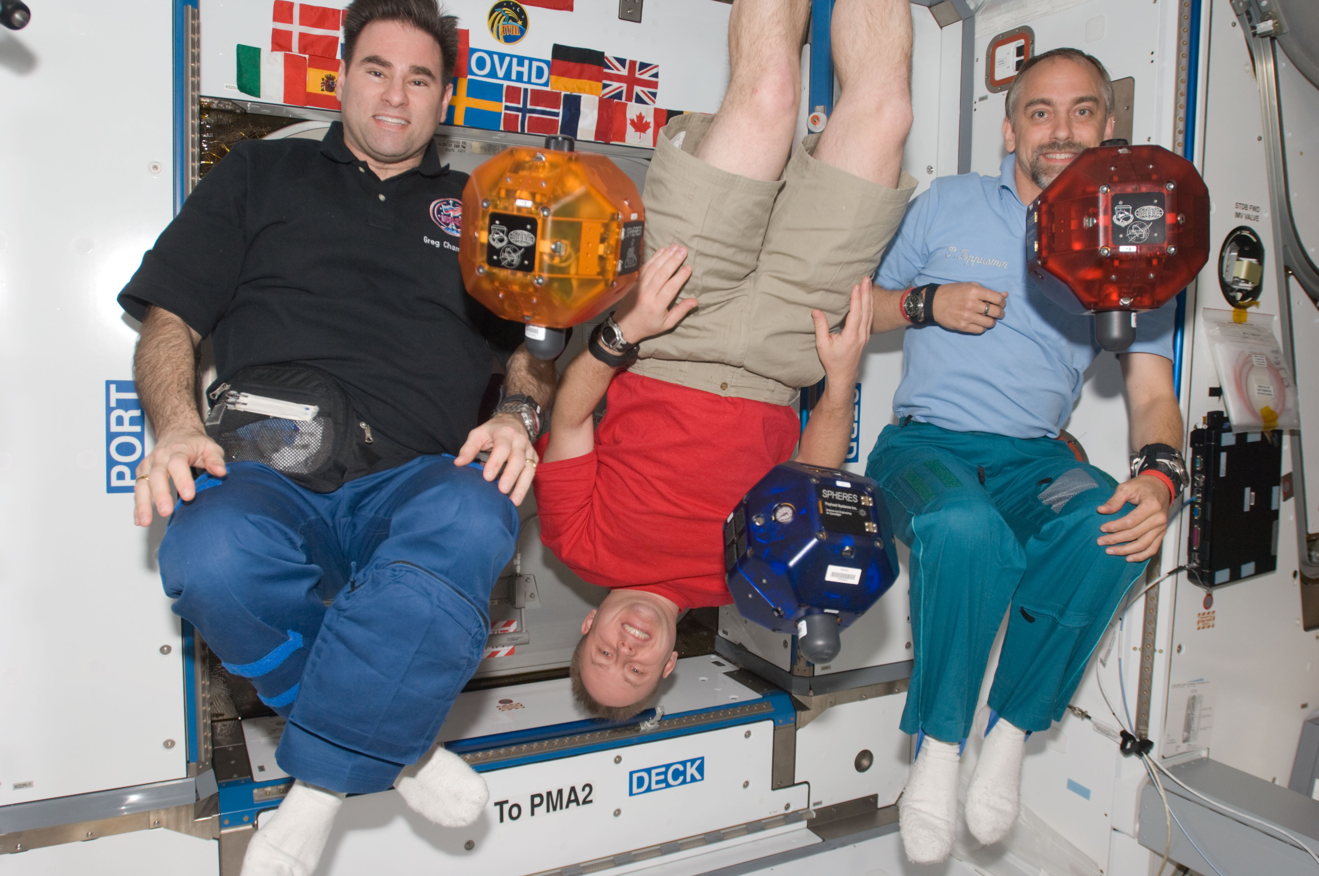 Expedition 18 Crewmembers in the Node 2 during Expedition 18