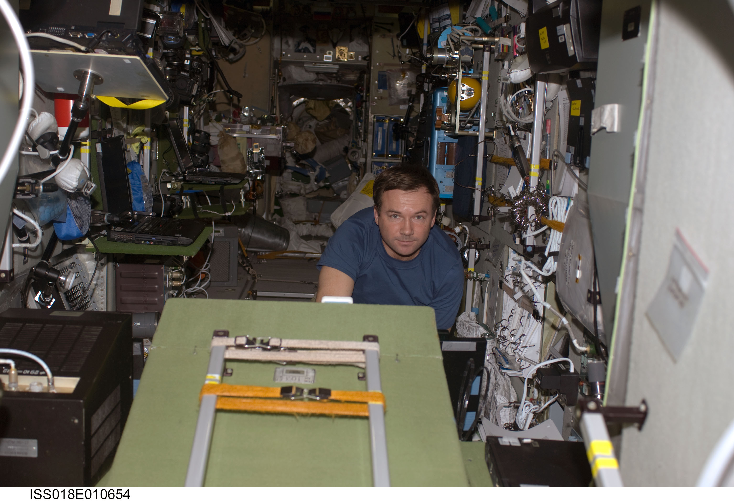 ISS Expedition 18 Yuri Lonchakov in the Service Module (SM)