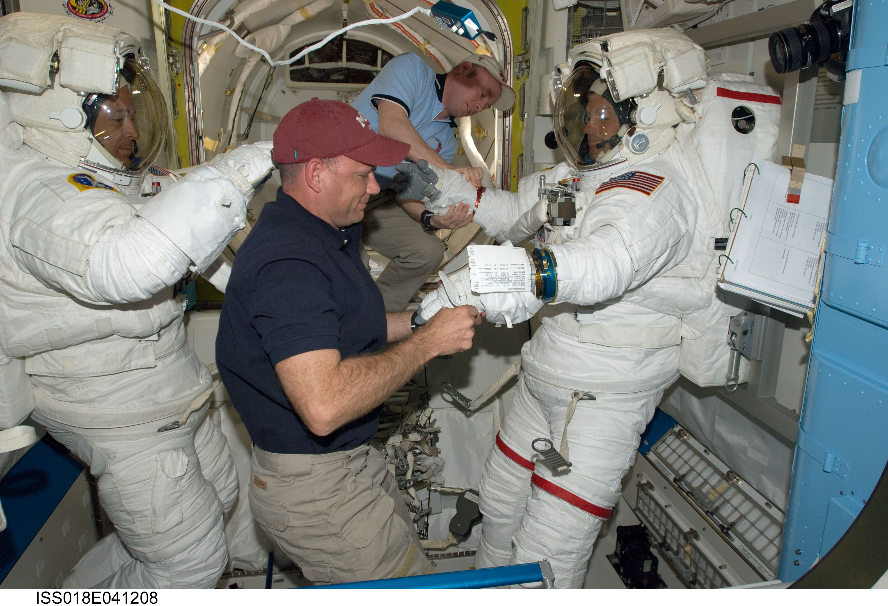 STS-119 Extravehicular Activity (EVA) 1 Extravehicular Mobility Unit (EMU) Doff