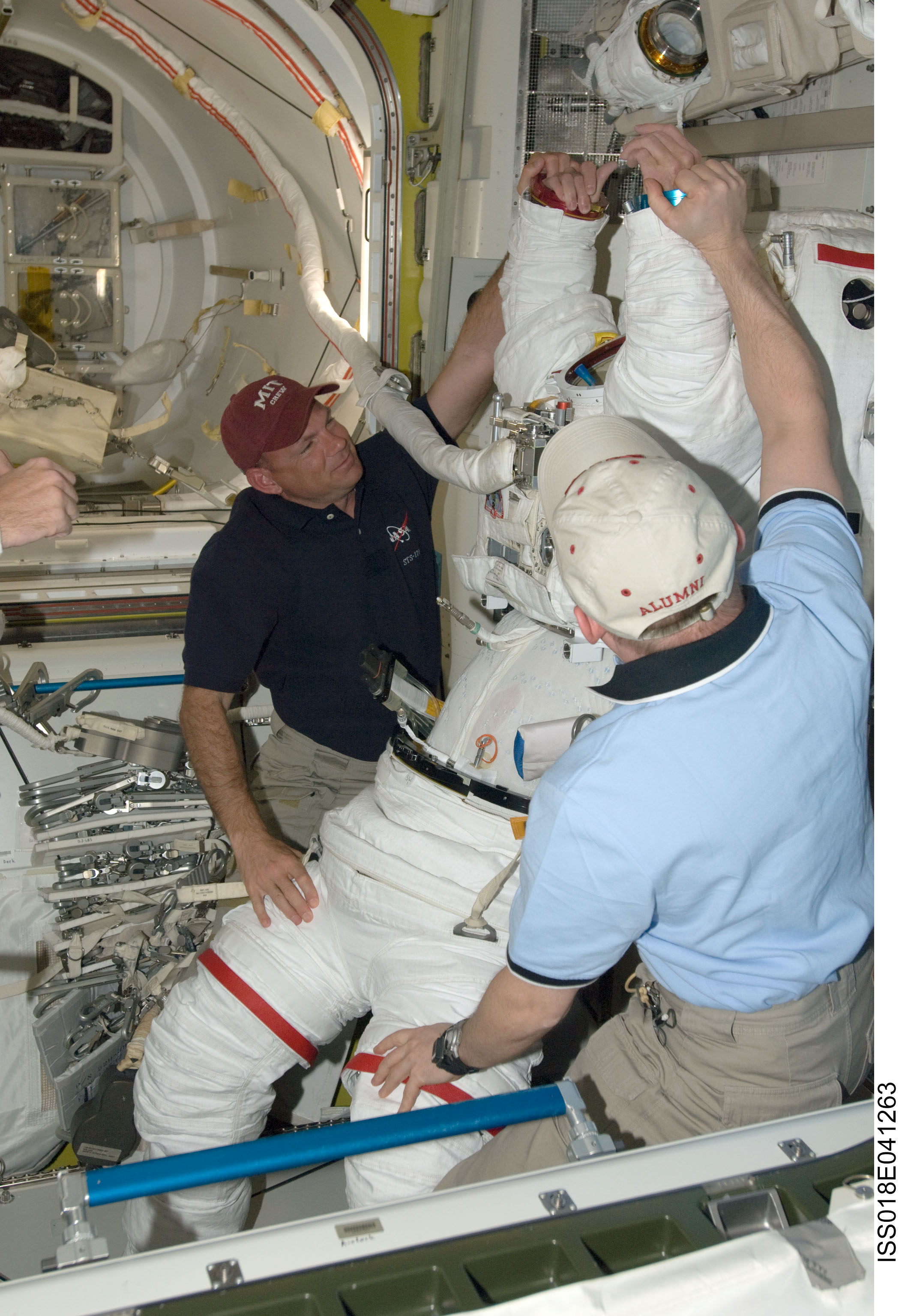 STS-119 Extravehicular Activity (EVA) 1 Extravehicular Mobility Unit (EMU) Doff