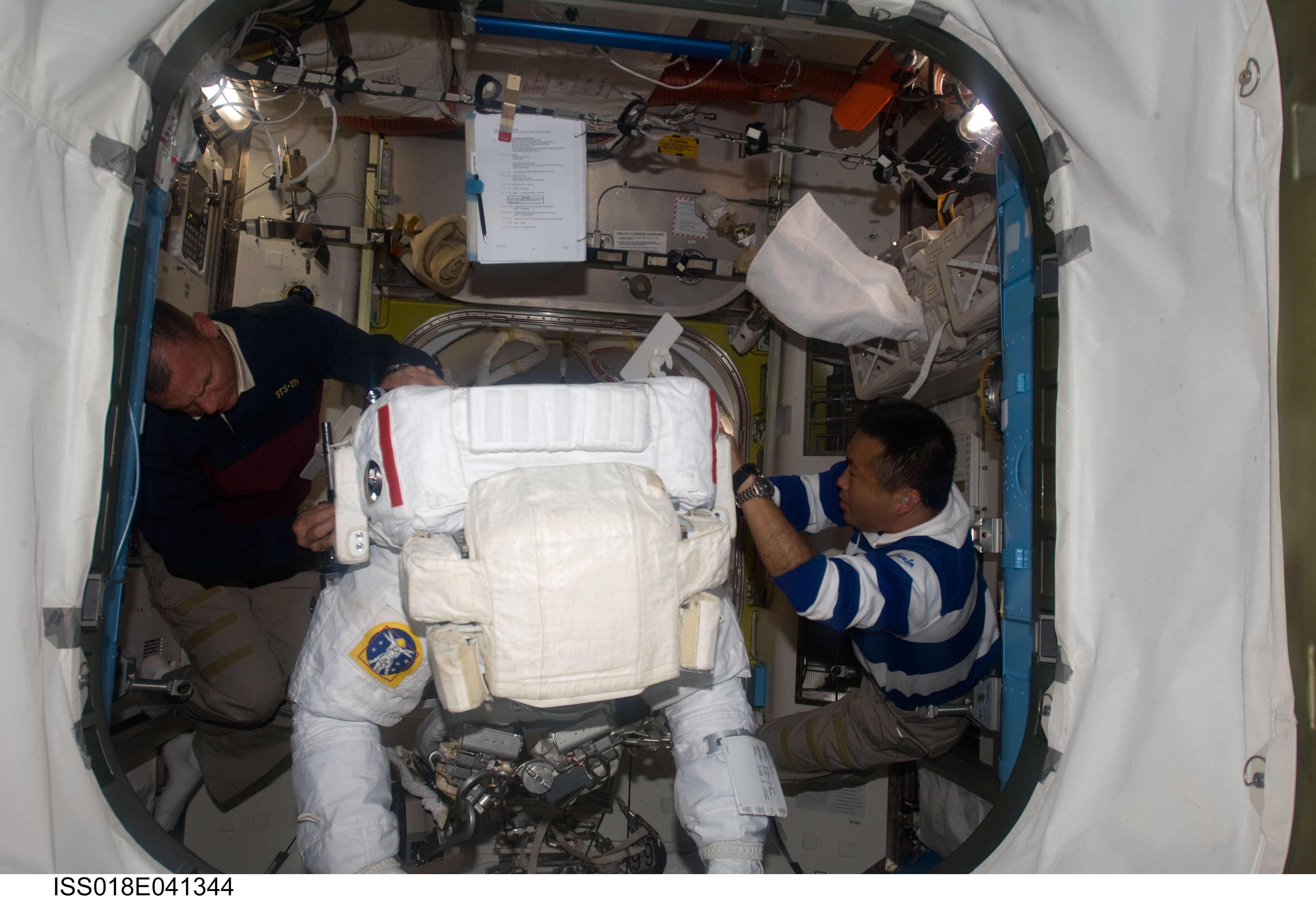 Extravehicular Mobility Unit (EMU) Preparations for STS-119 Extravehicular Activity (EVA) 2