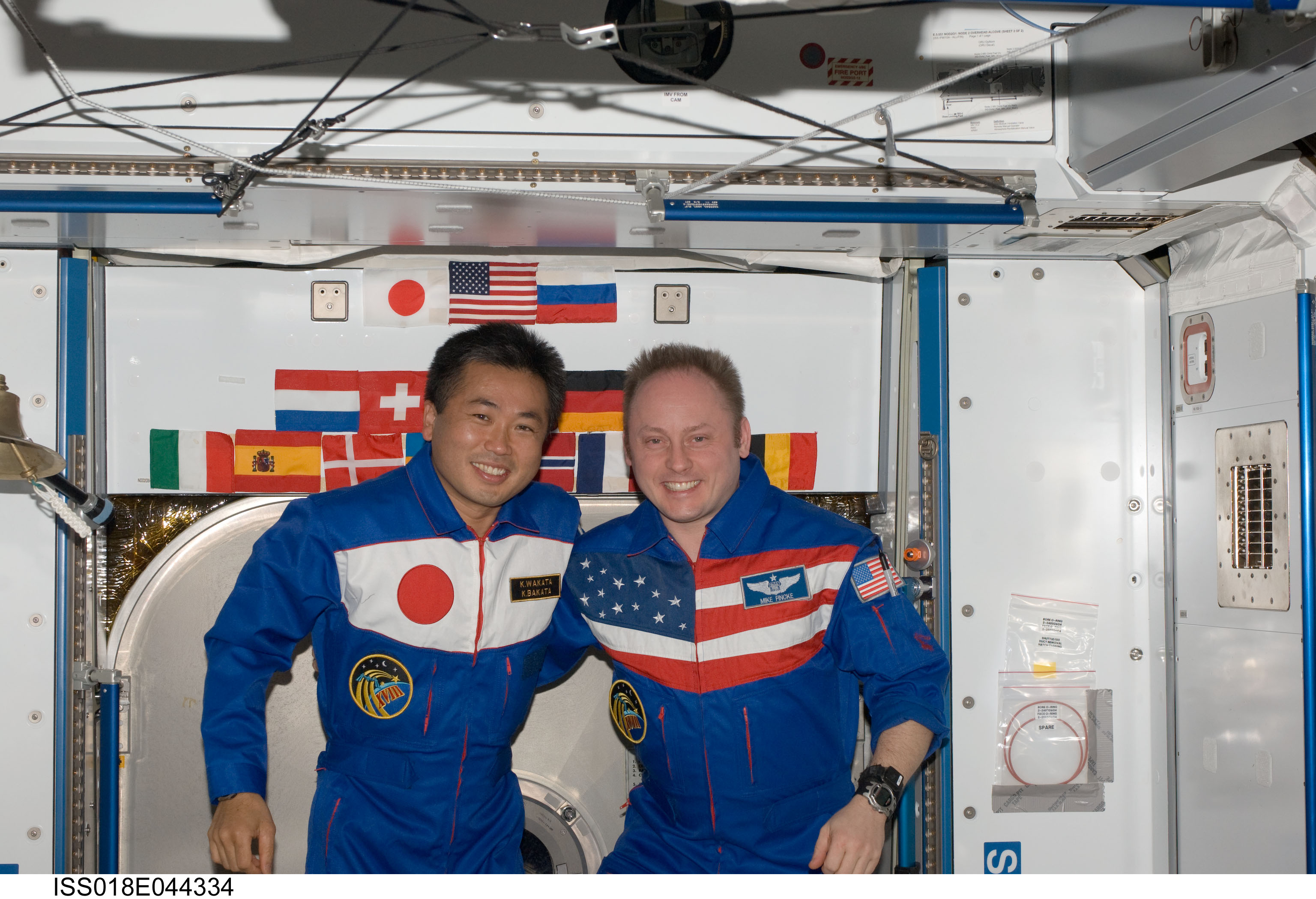 Expedition 18 Group photo with Wakata and Fincke in Node 2 Harmony