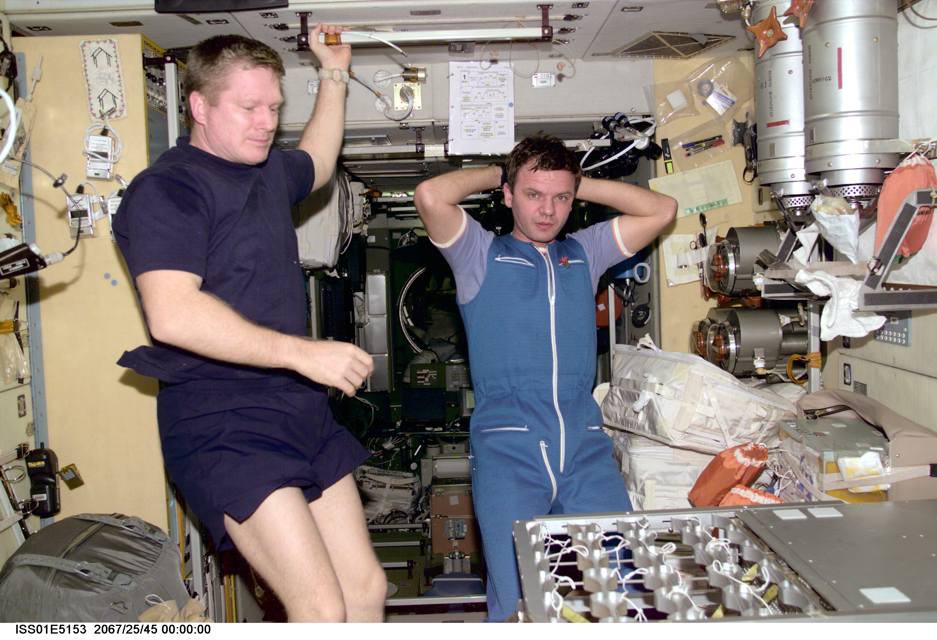 Shepherd and Gidzenko in Service Module