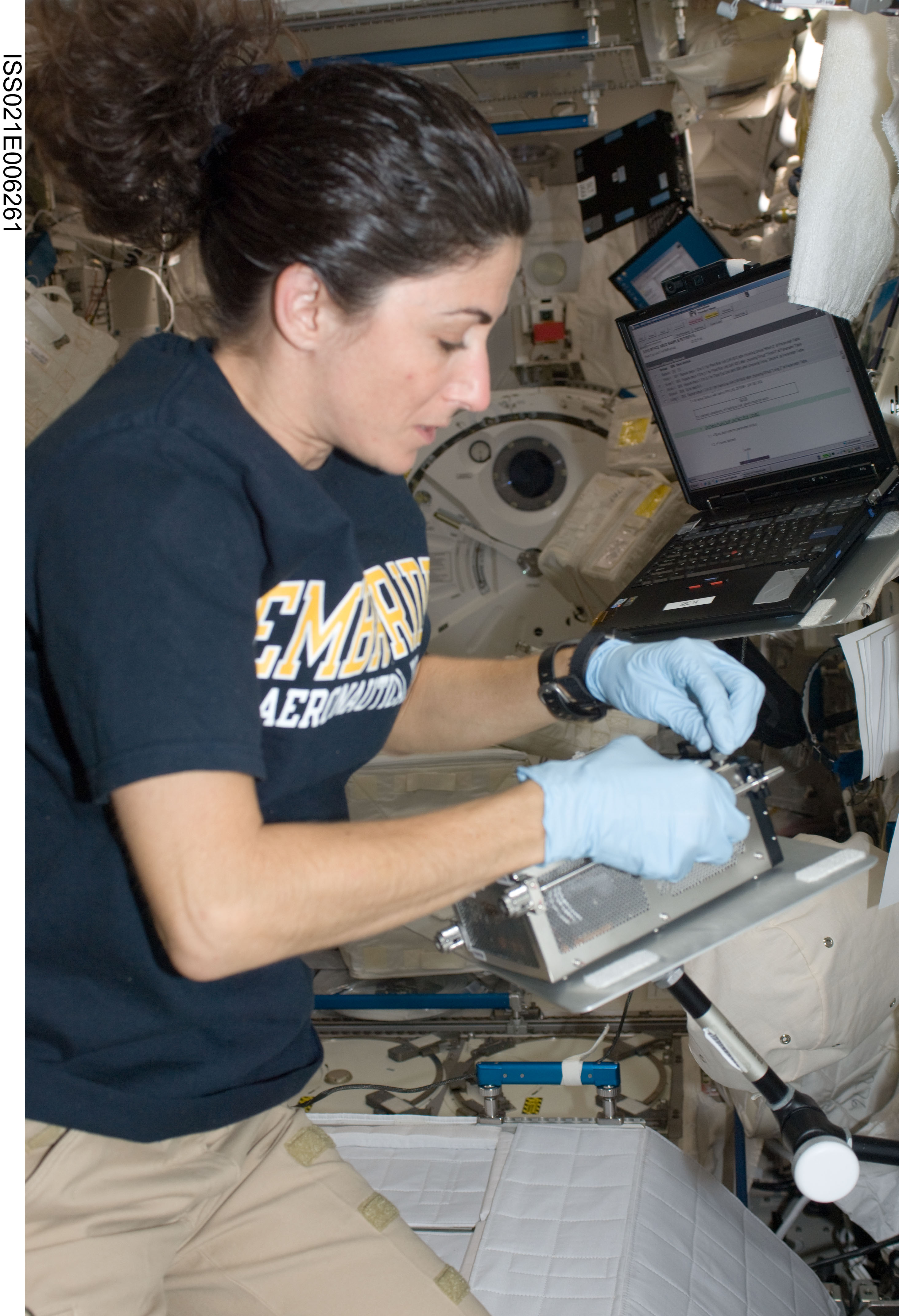 FE-2 Nicole Stott works on the CBEF Space Seed Experiment