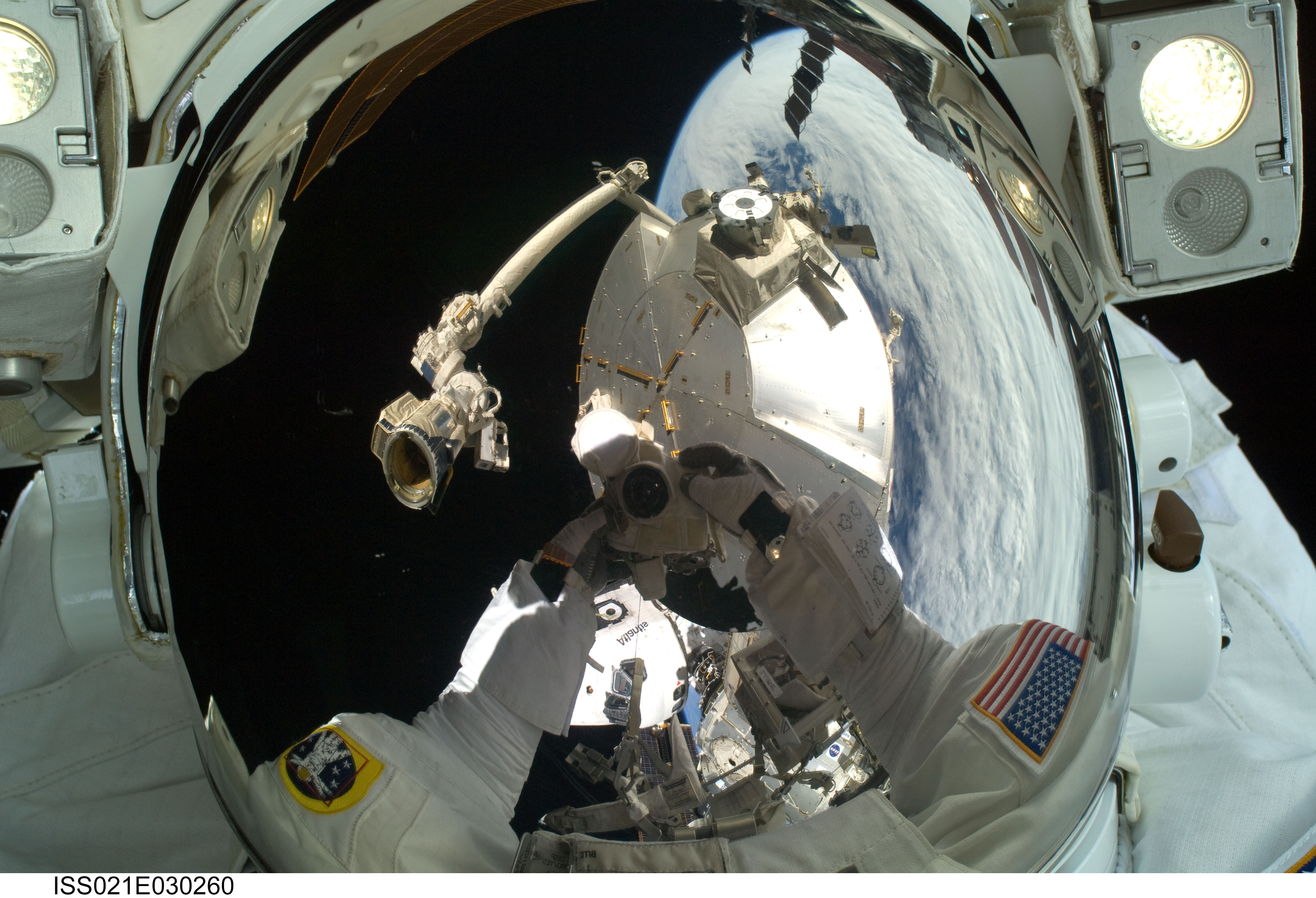 View of STS-129 MS4 Satcher during EVA1