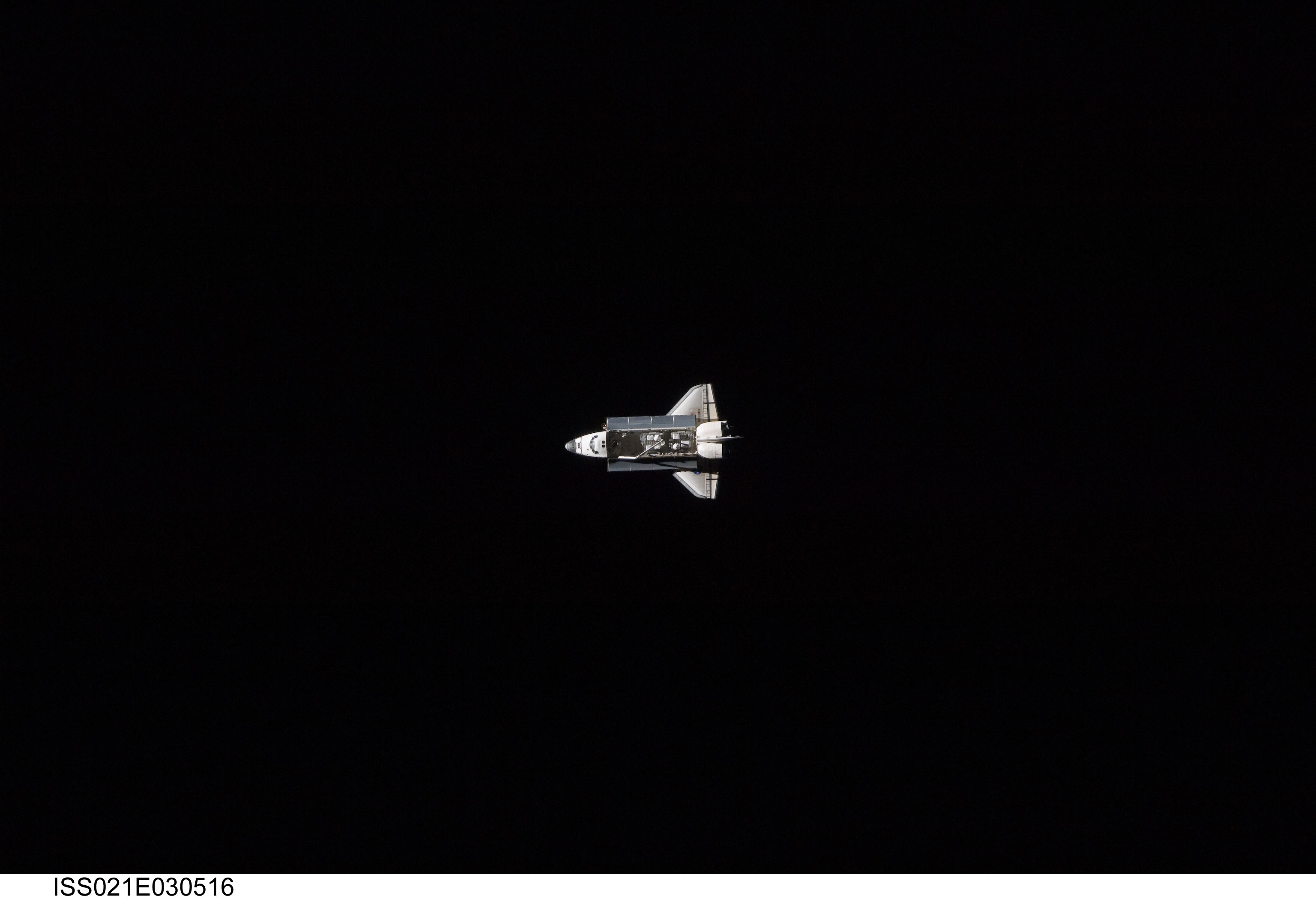 View of the Shuttle Atlantis approaching the ISS