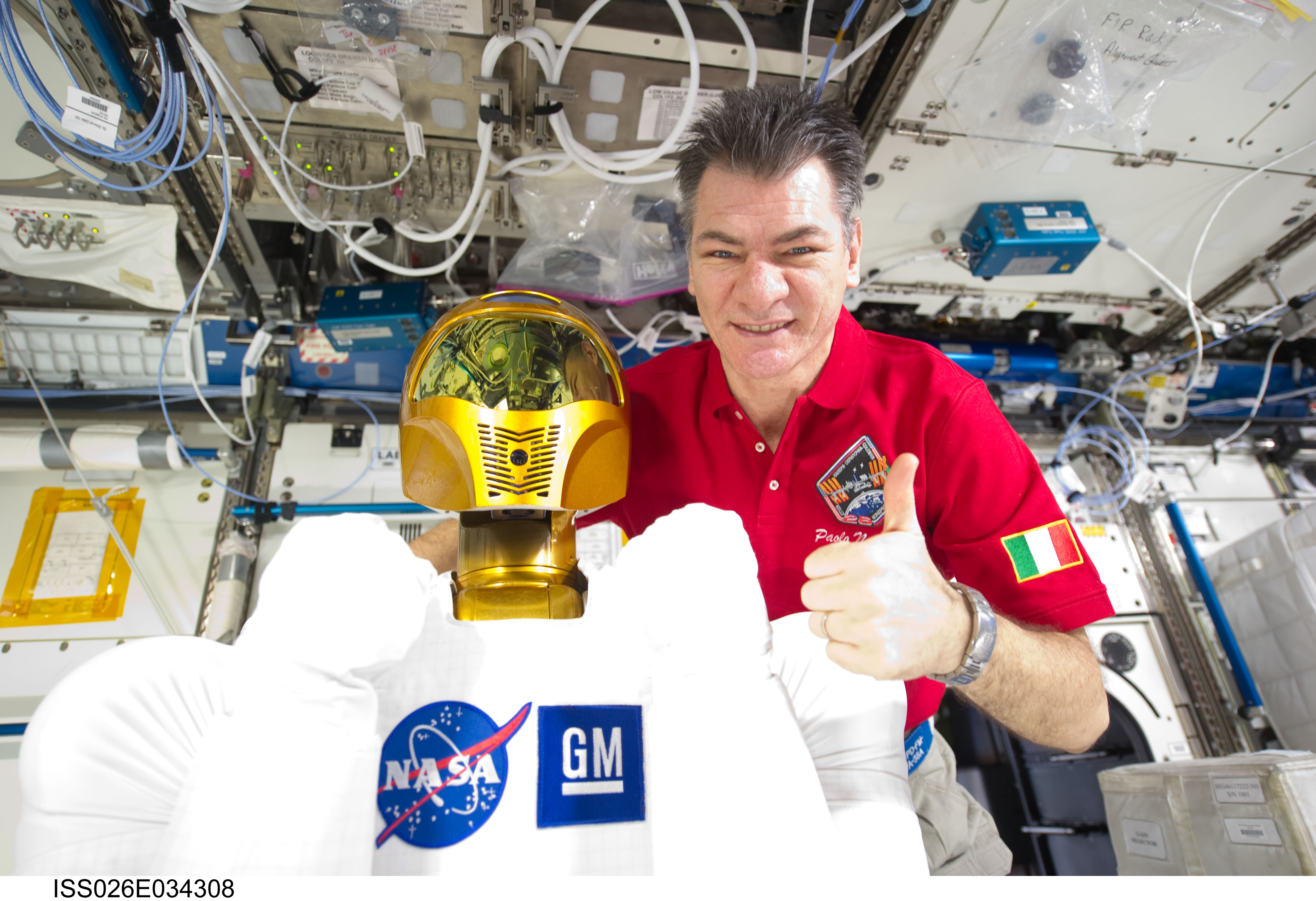 Nespoli poses with Robonaut 2