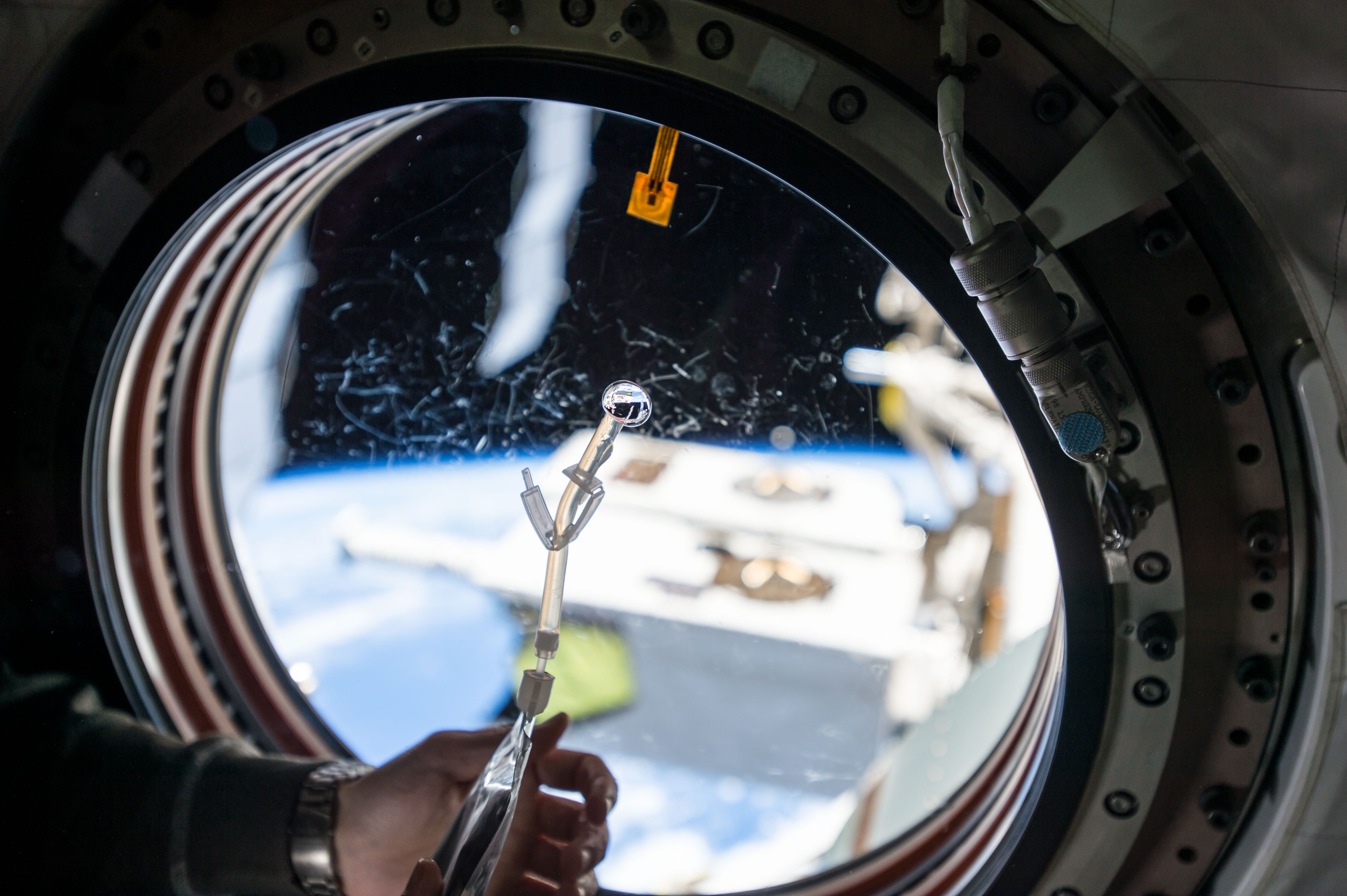 Water bubble in front of JEM window