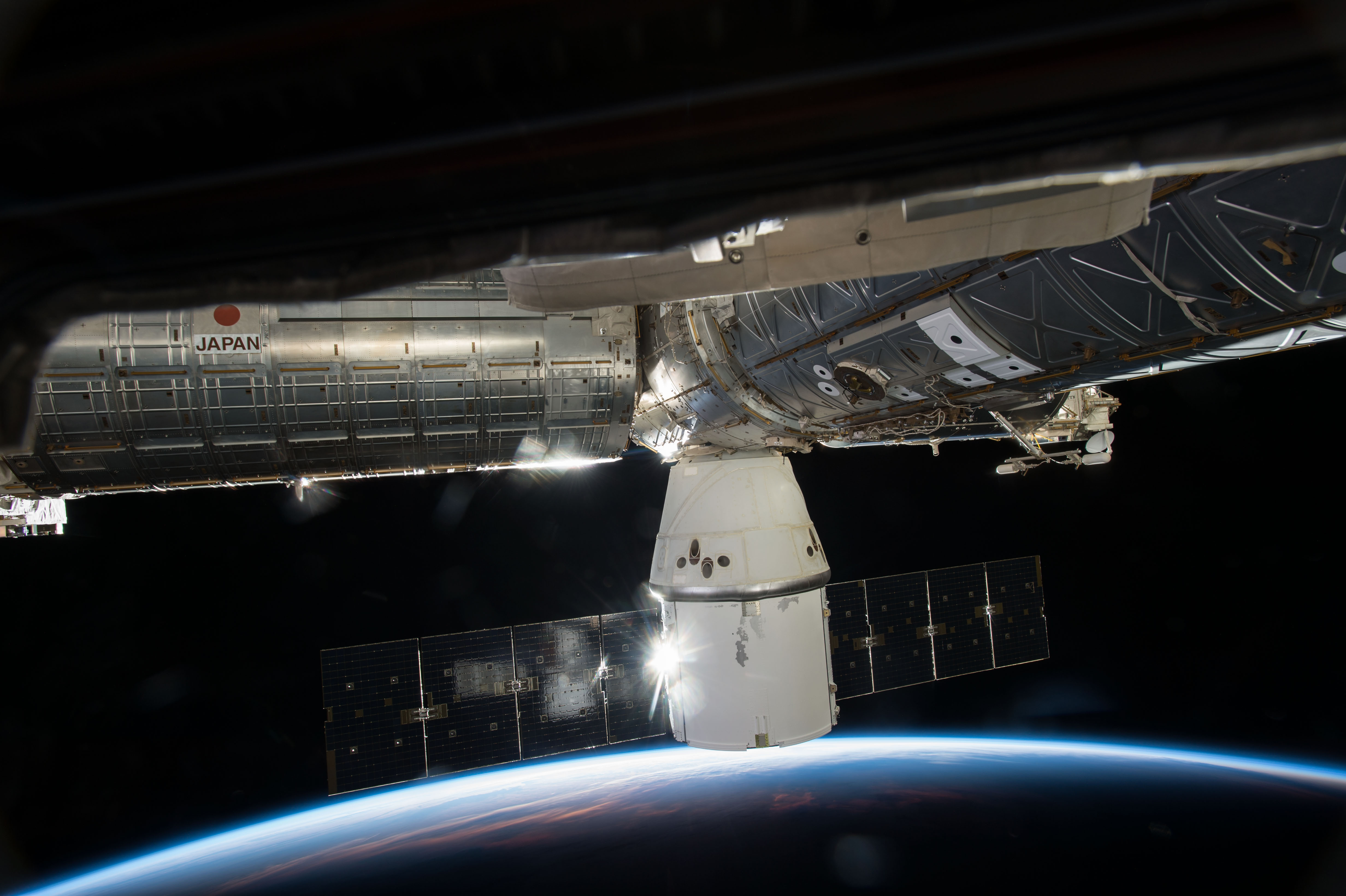 Dragon spacecraft docked to Node 2 module
