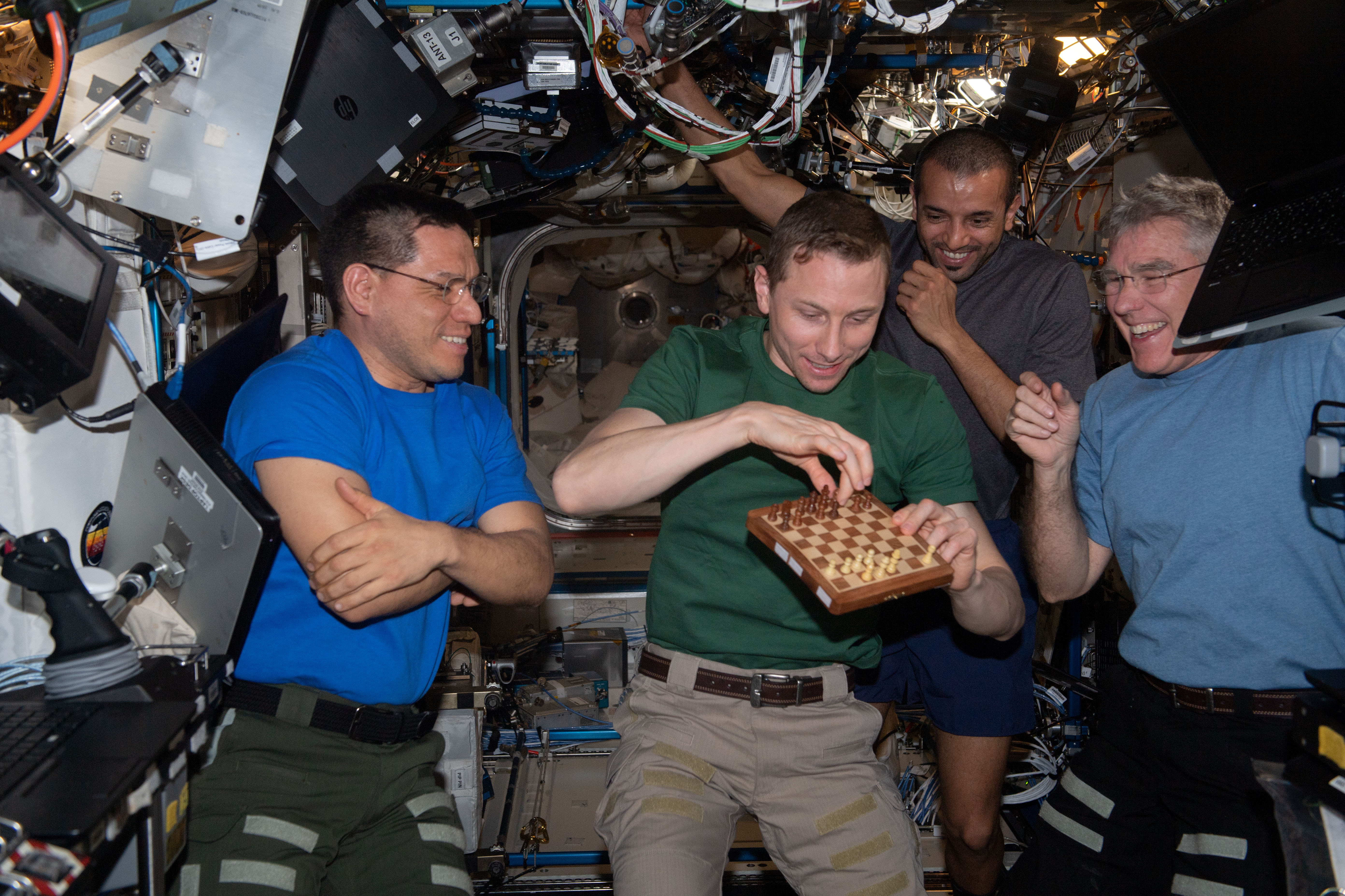 Expedition 69 Flight Engineers play chess with NASA mission controllers
