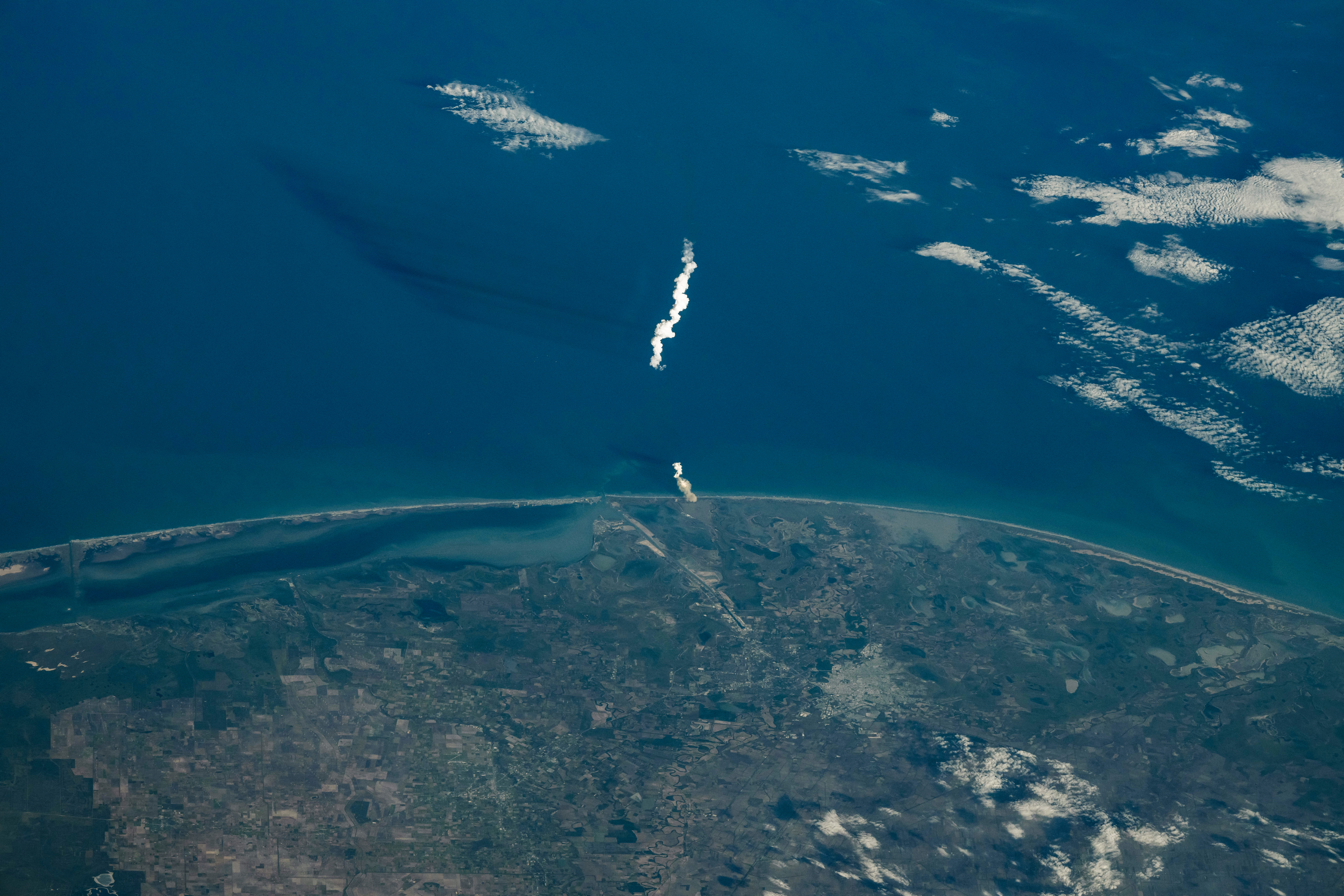 The launch of the SpaceX Starship 6 rocket seen from the space station