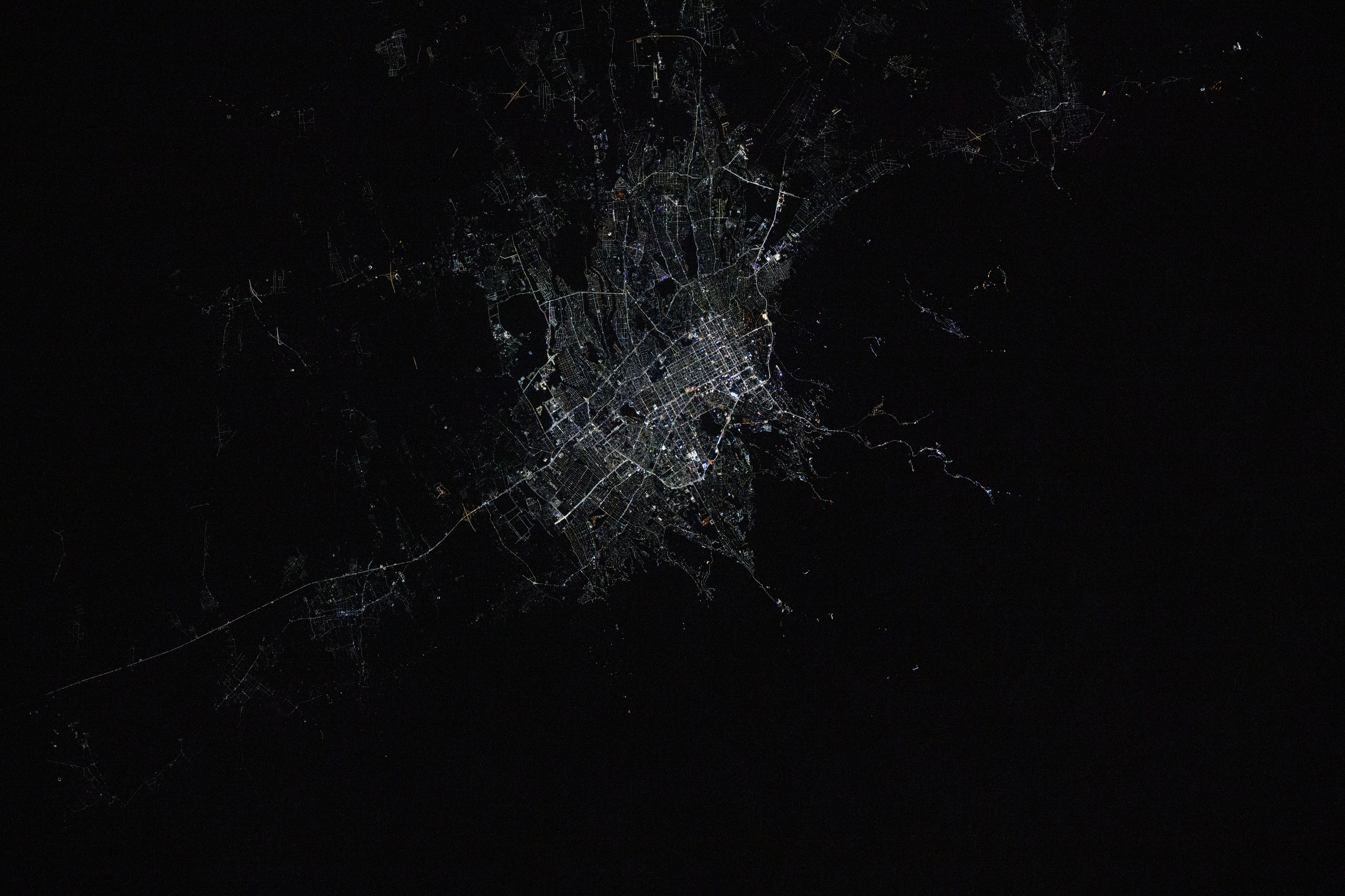 Almaty, Kazakhstan's largest city, pictured at night from the space station