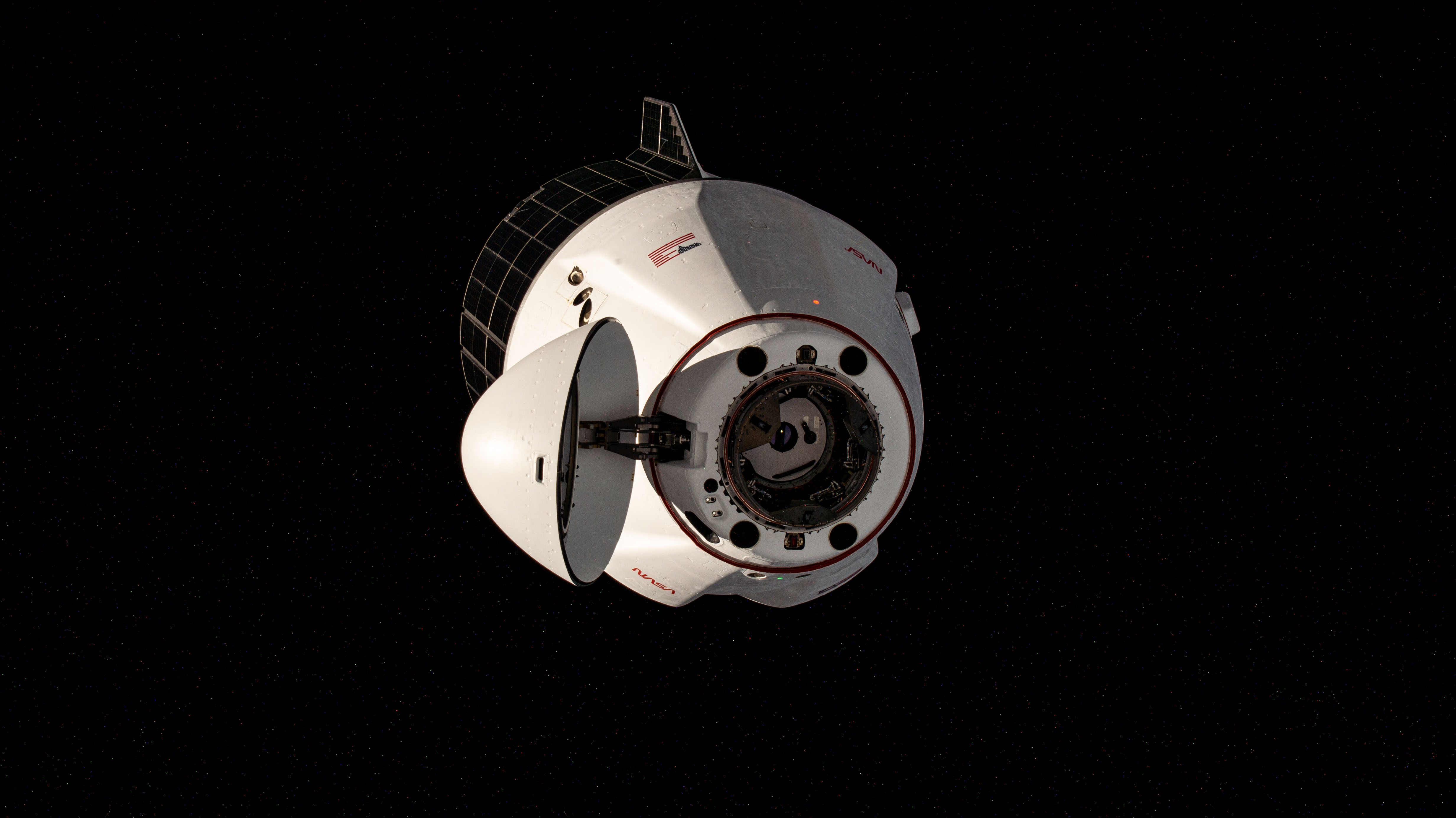 The SpaceX Dragon cargo craft approaches the International Space Station