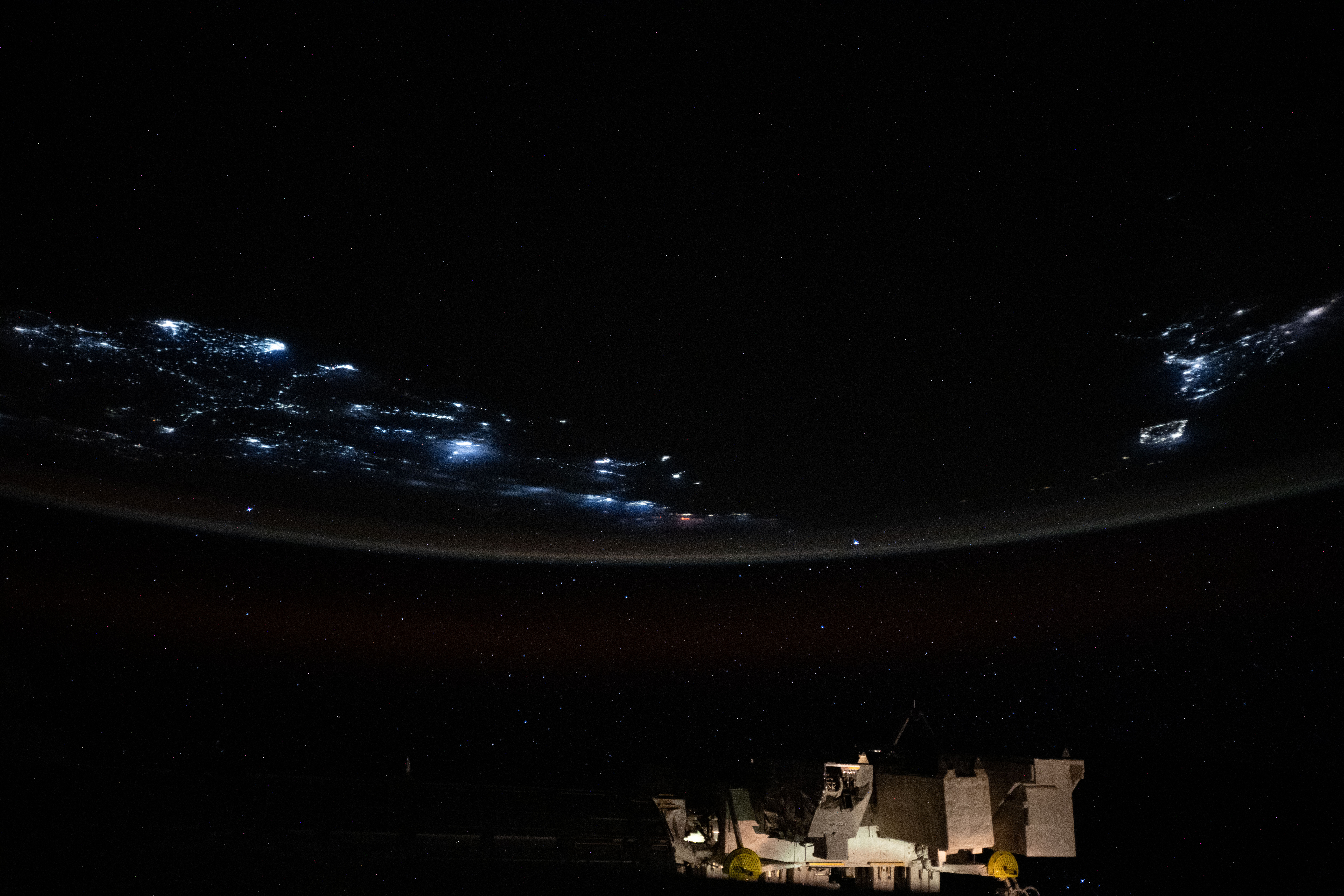 The coastlines of Colombia and Venezuela illuminated by city lights