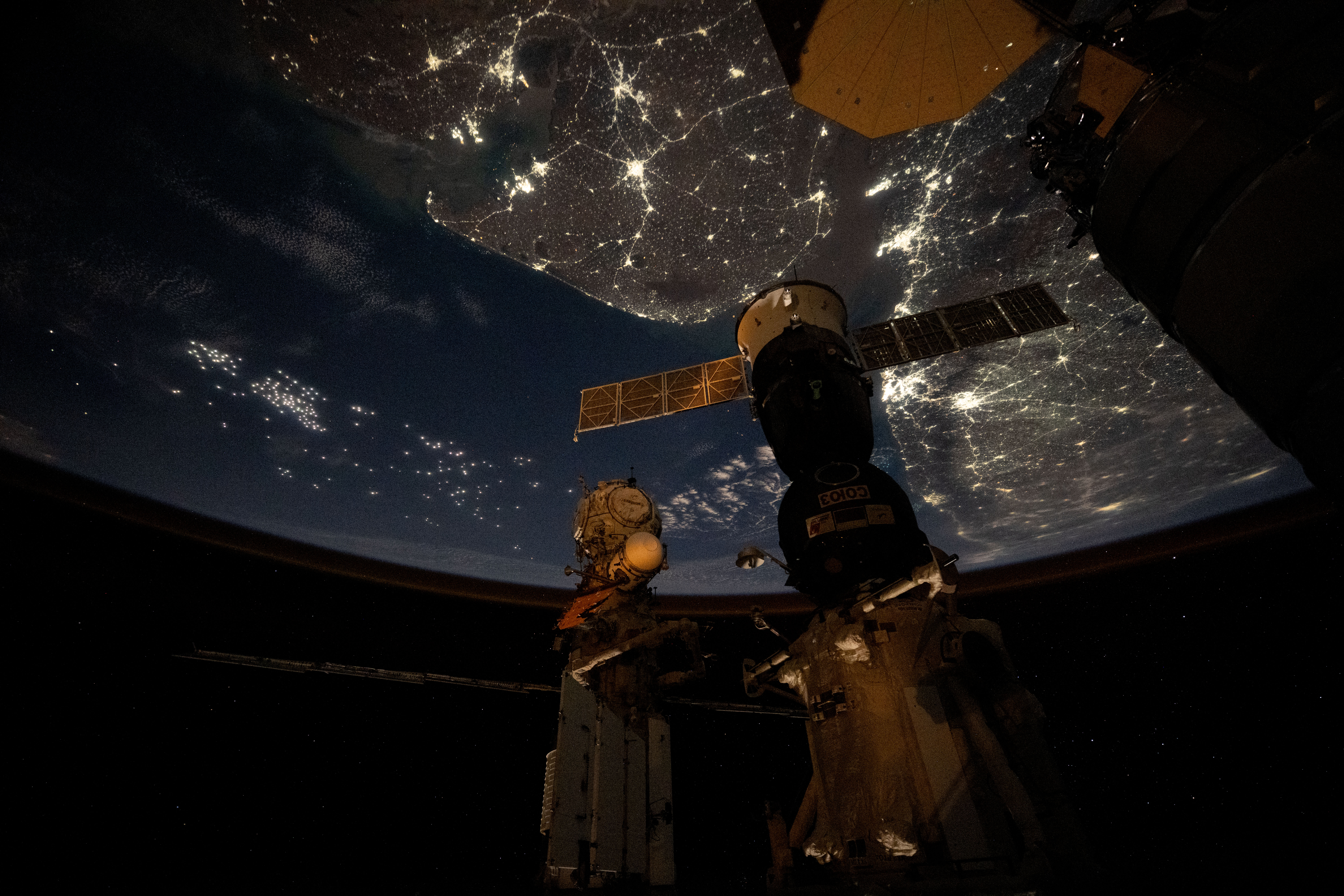 Cities light up the west coast of India