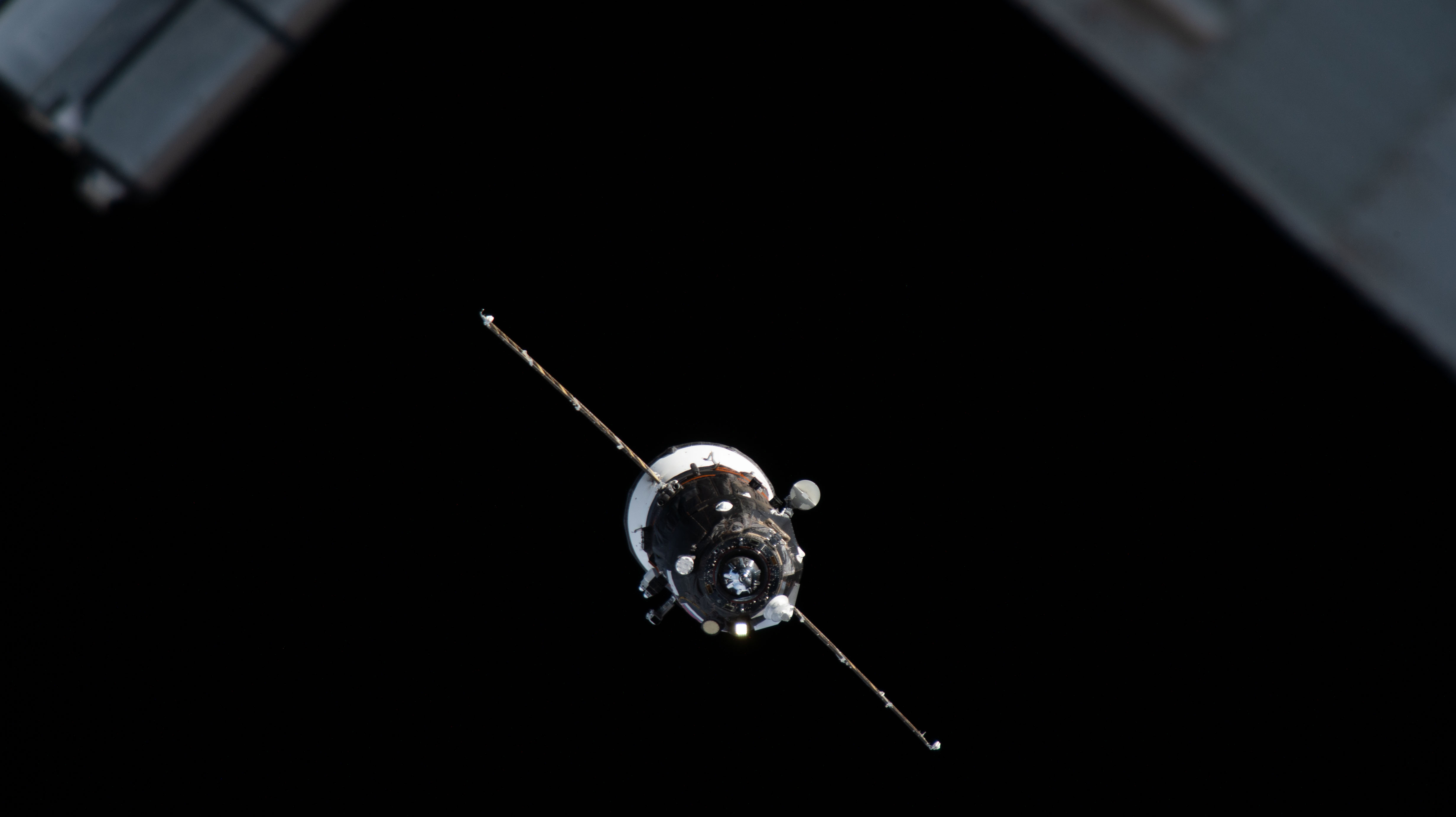 Progress 94 approaches the International Space Station for docking