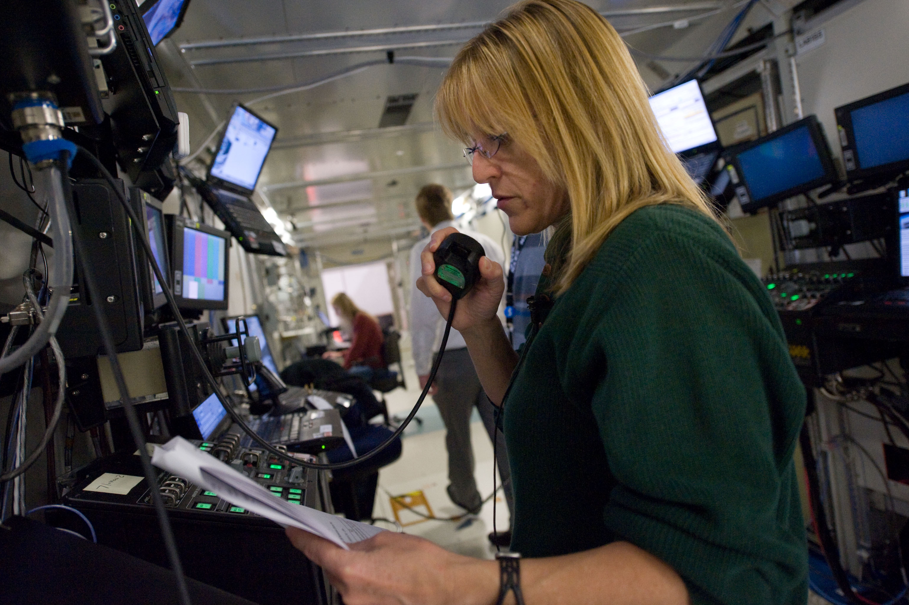 STS-130 crew members Kay Hire and Terry Virts training in the ISS Lab