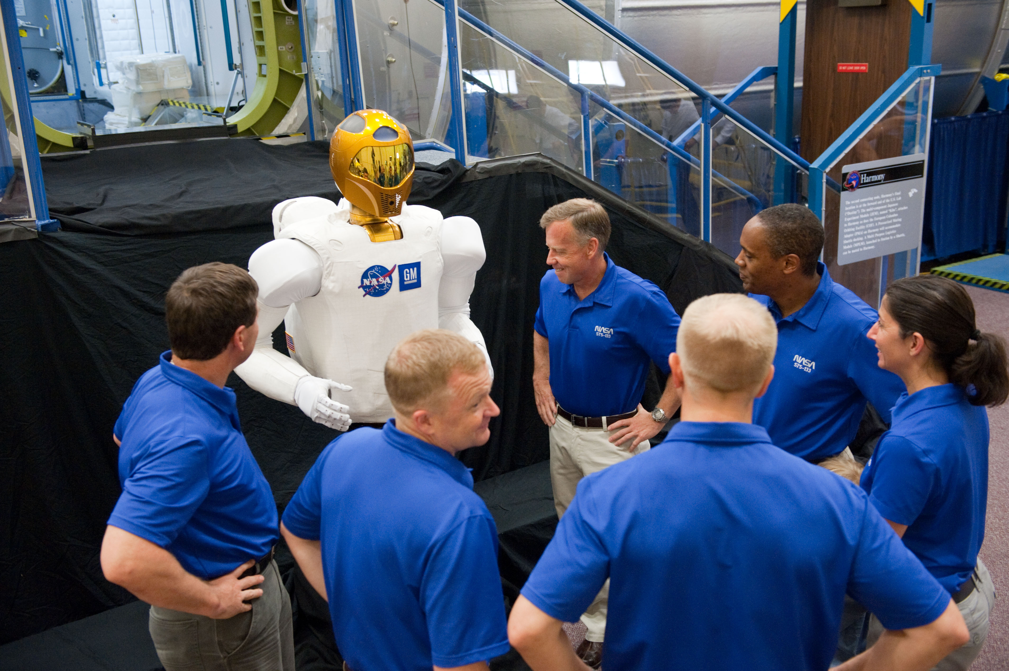 STS-133 crew with R2 robonaut