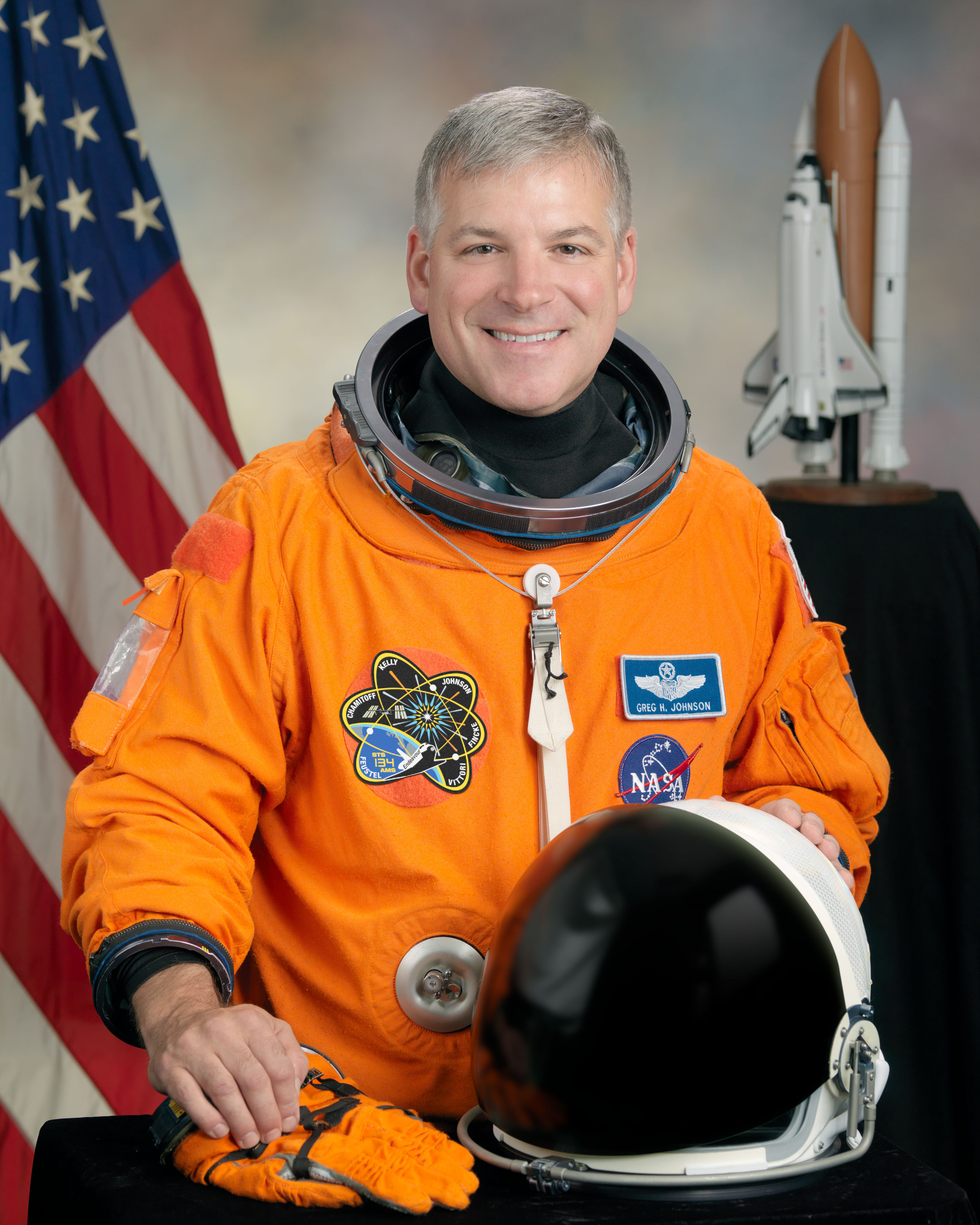 Official Astronaut Portrait of Greg Johnson in ACES suit