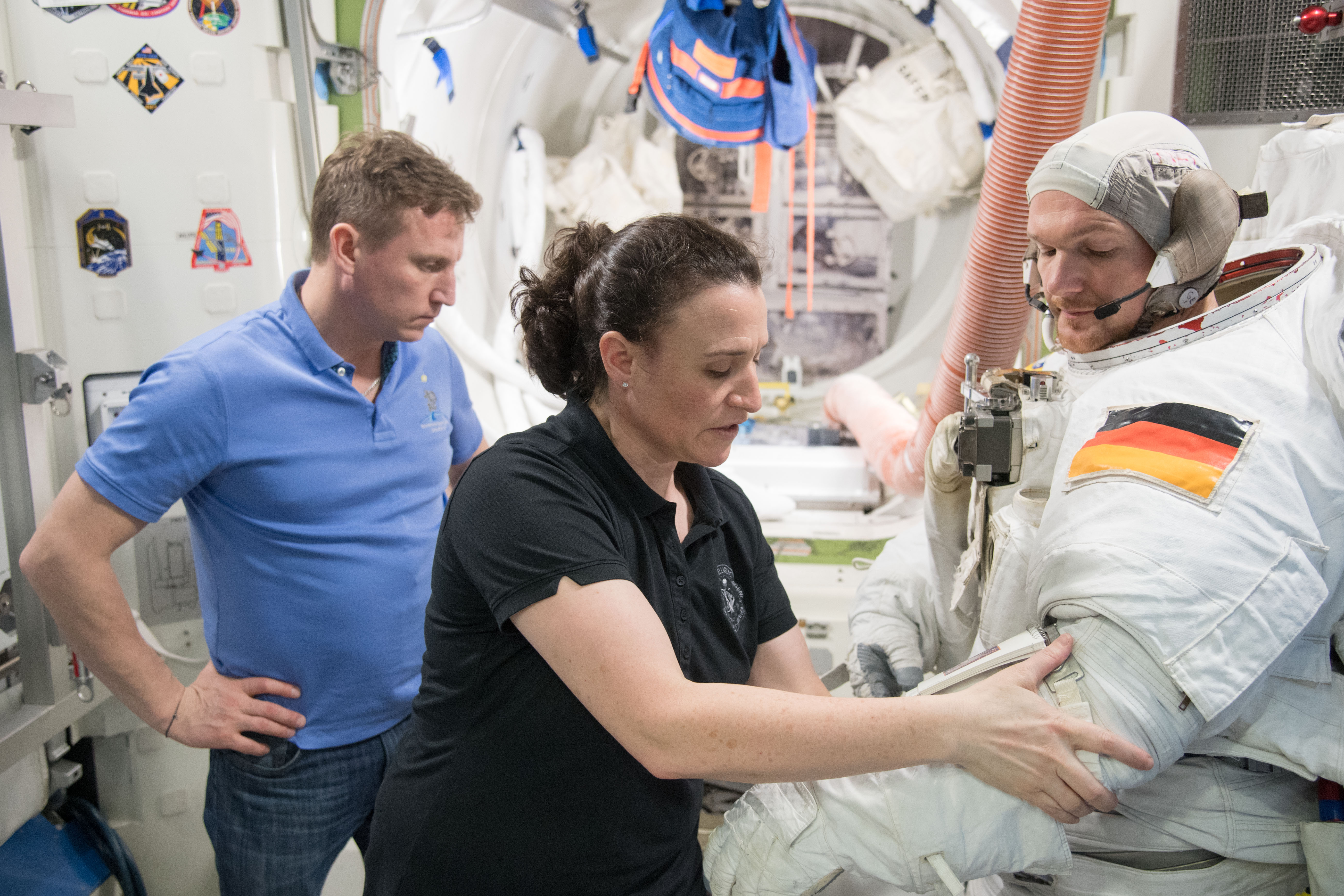 Expedition 56/57 Crew Members during EVA Prep and Post training