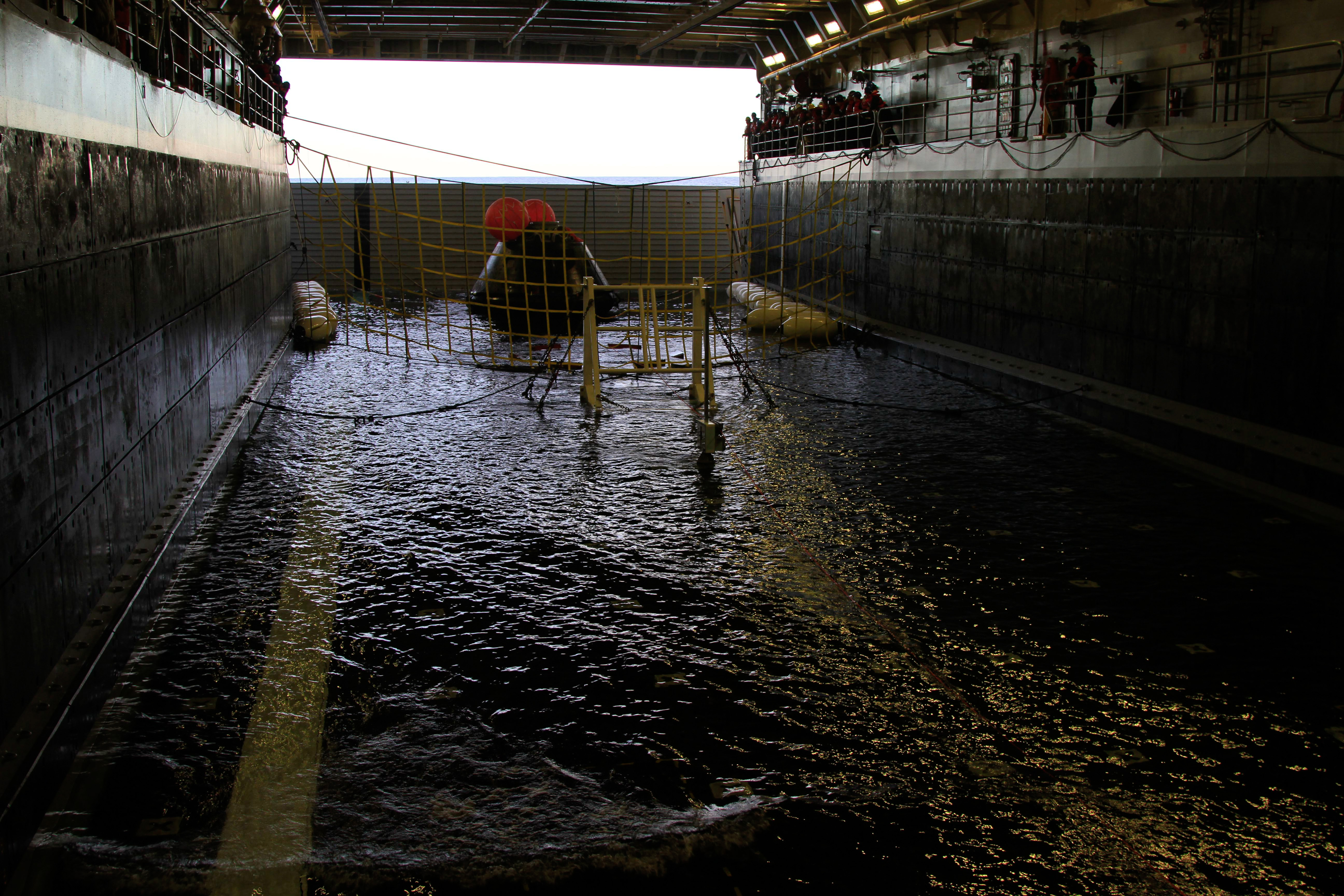 Orion in the Well Deck of USS Anchorage
