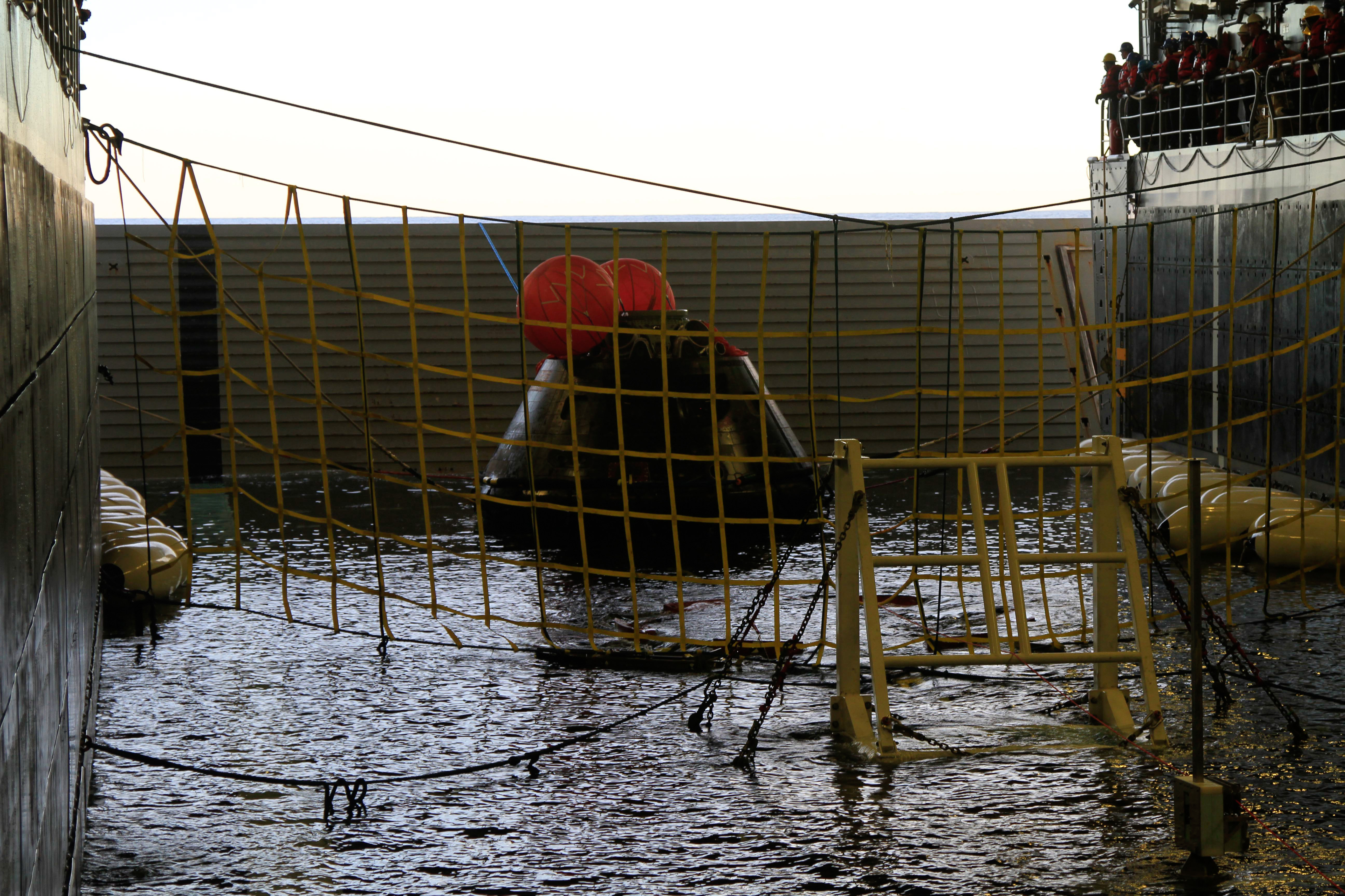 Orion in the Well Deck of USS Anchorage