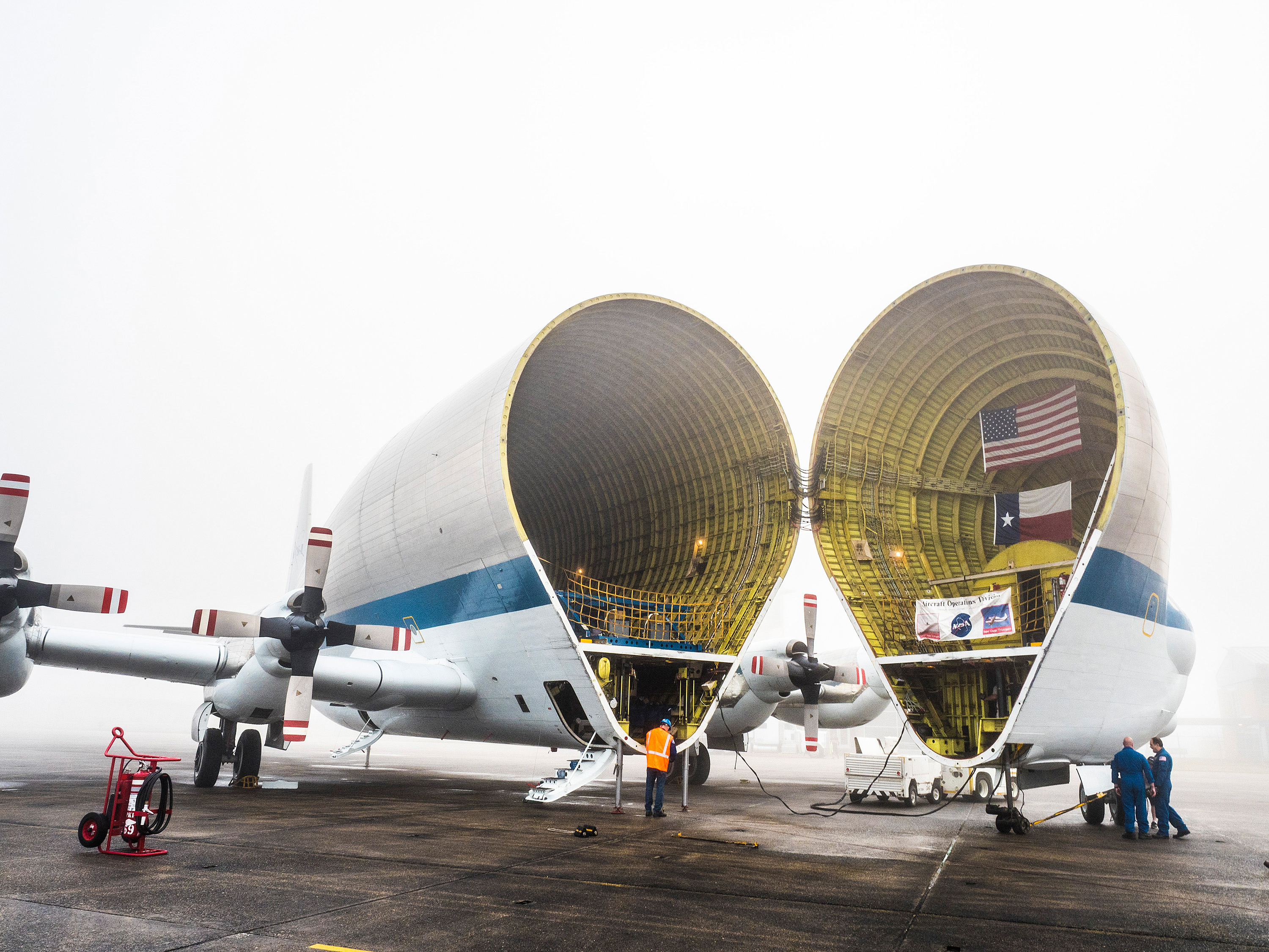 Orion is loaded on Super Guppy