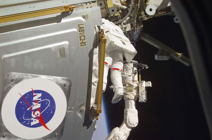 Thomas during EVA on the ISS