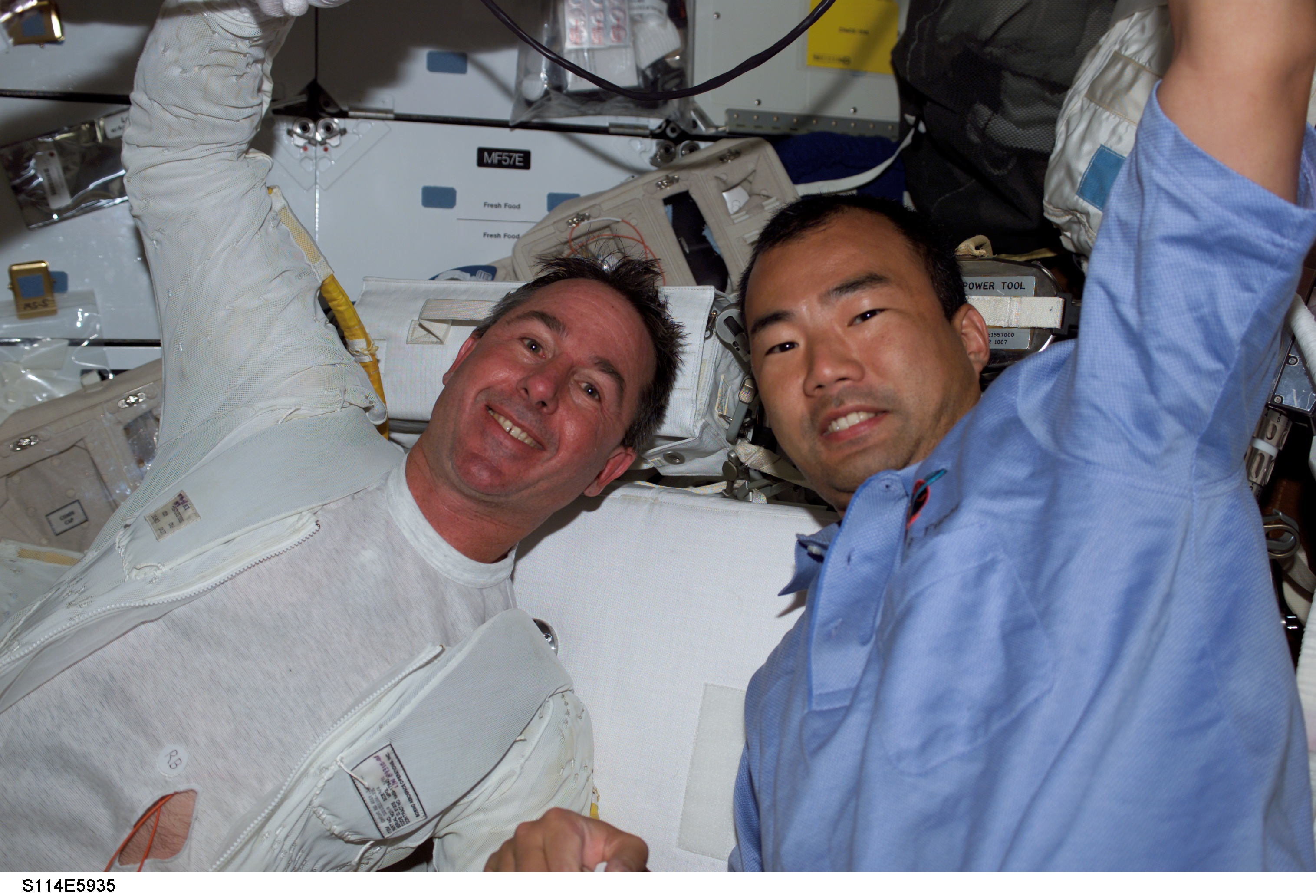 Robinson and Noguchi on middeck