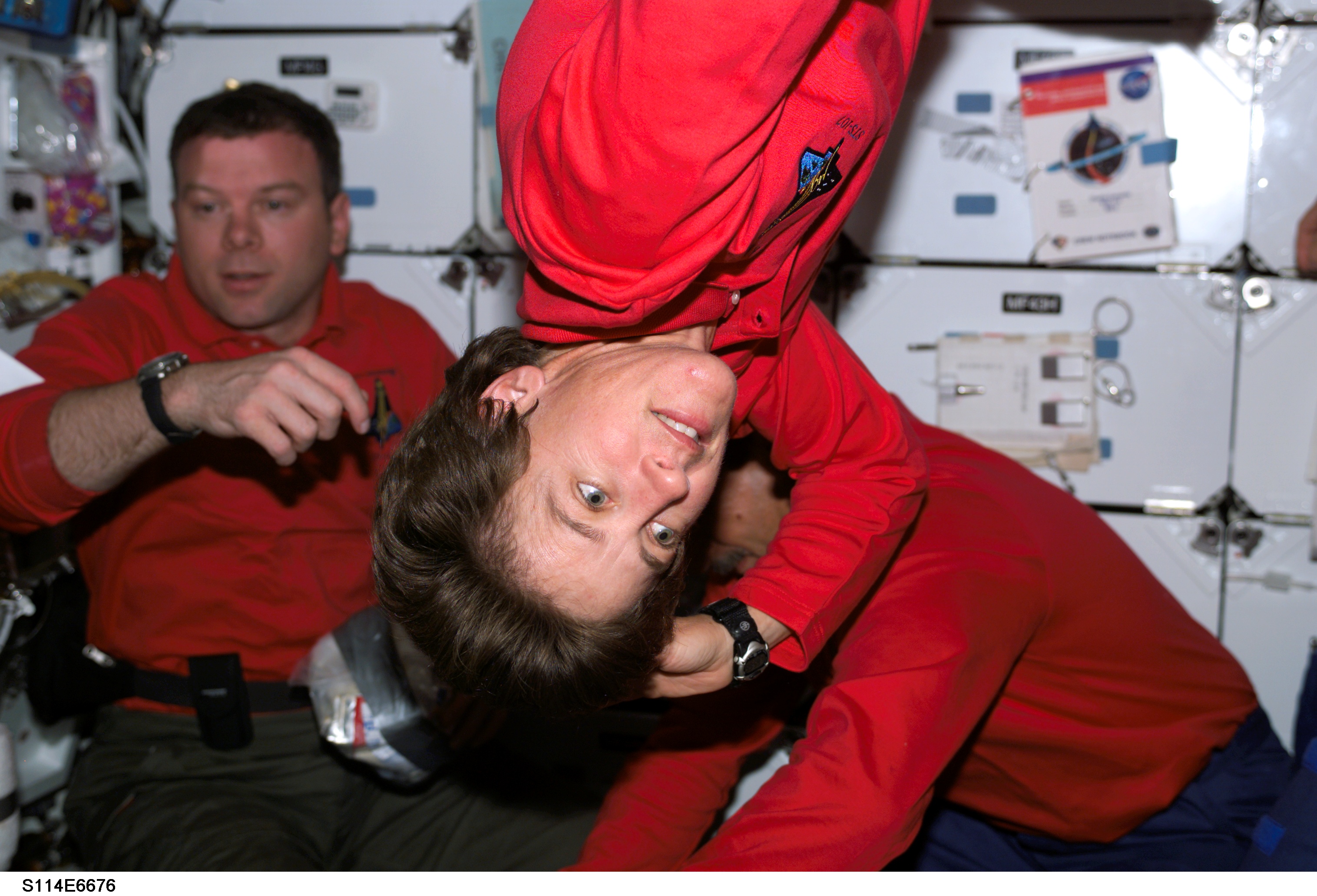STS-114 crew on middeck