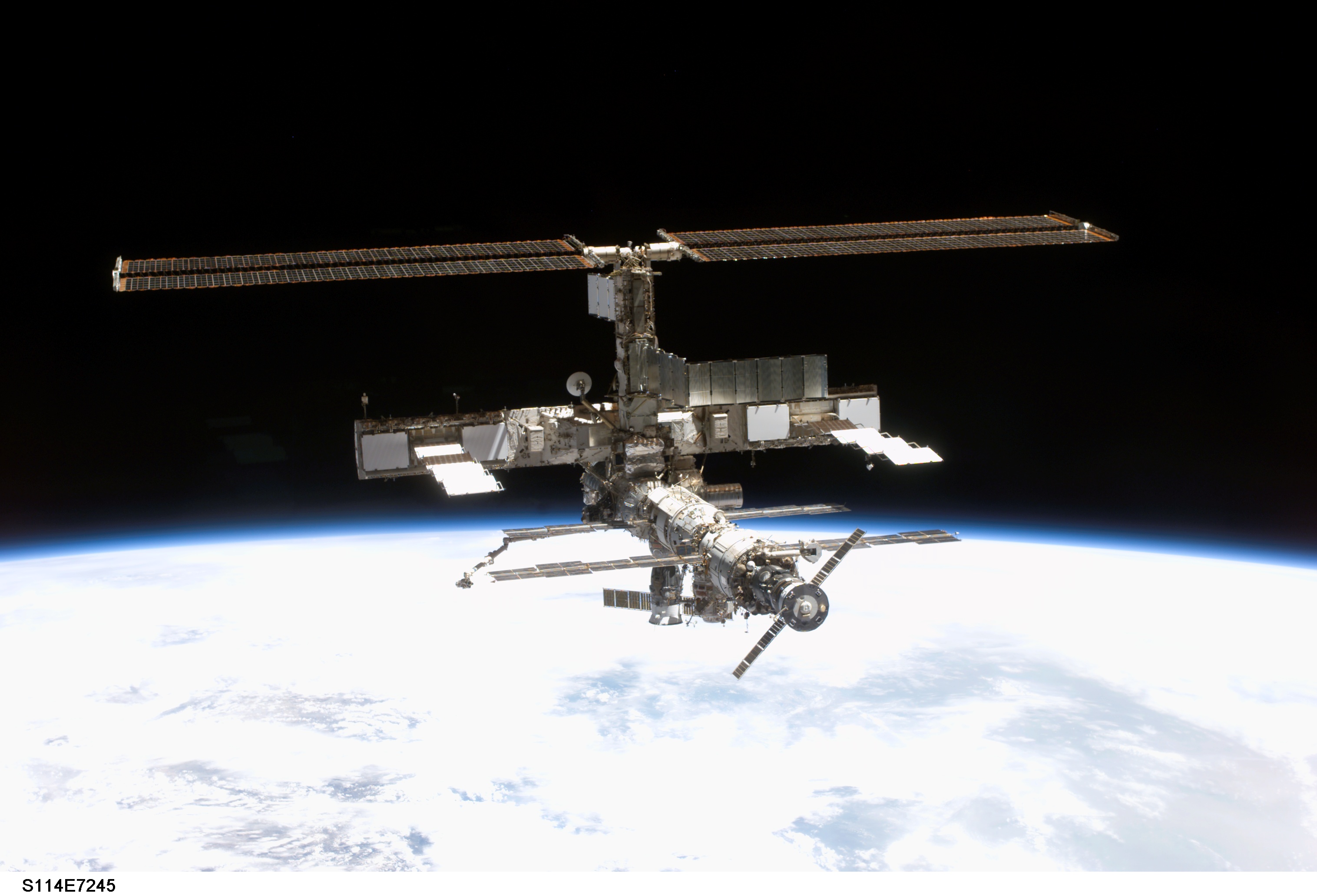 View of the ISS taken during flyaround by STS-114 crew