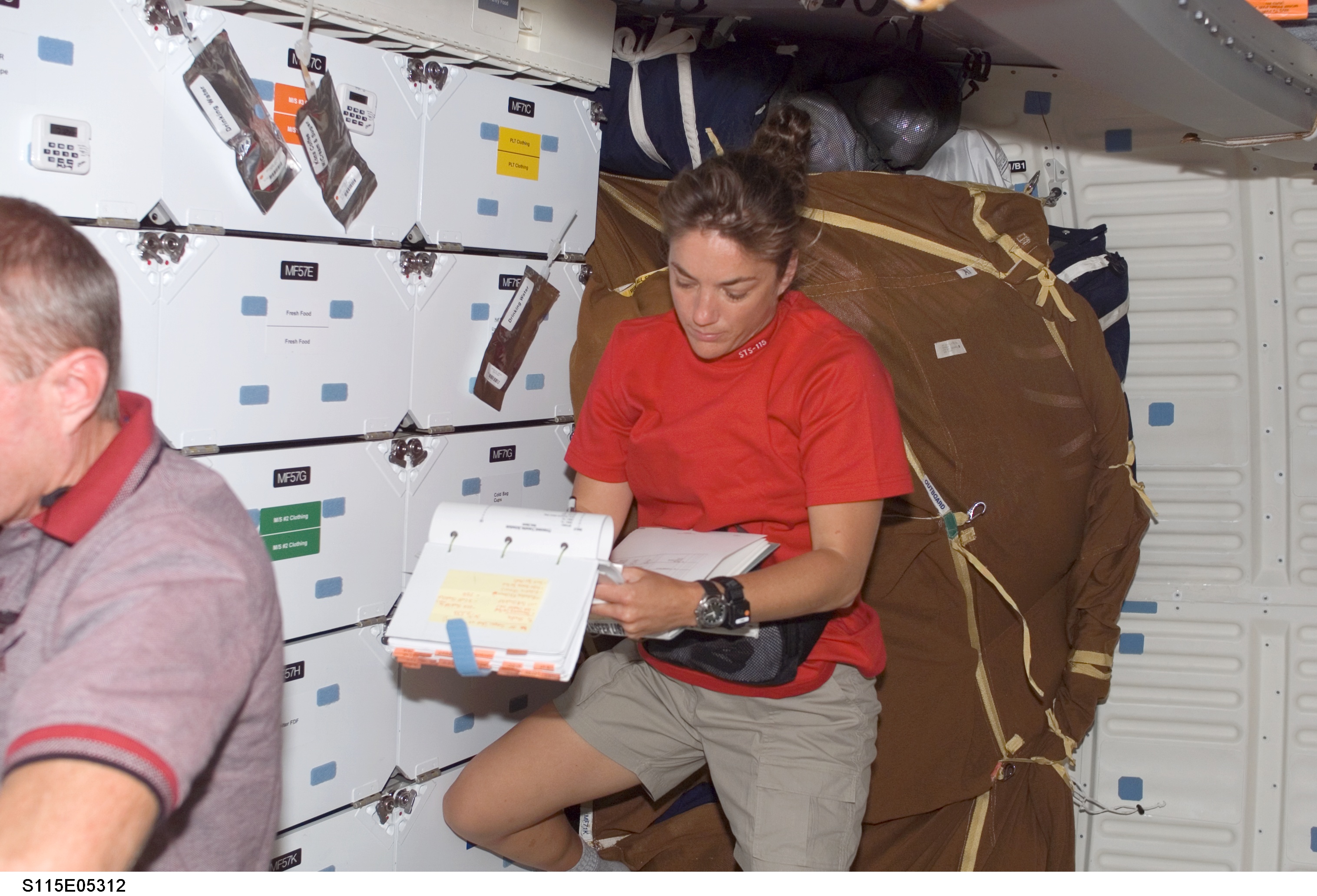 STS-115 MS Stefanyshyn-Piper on Atlantis Middeck