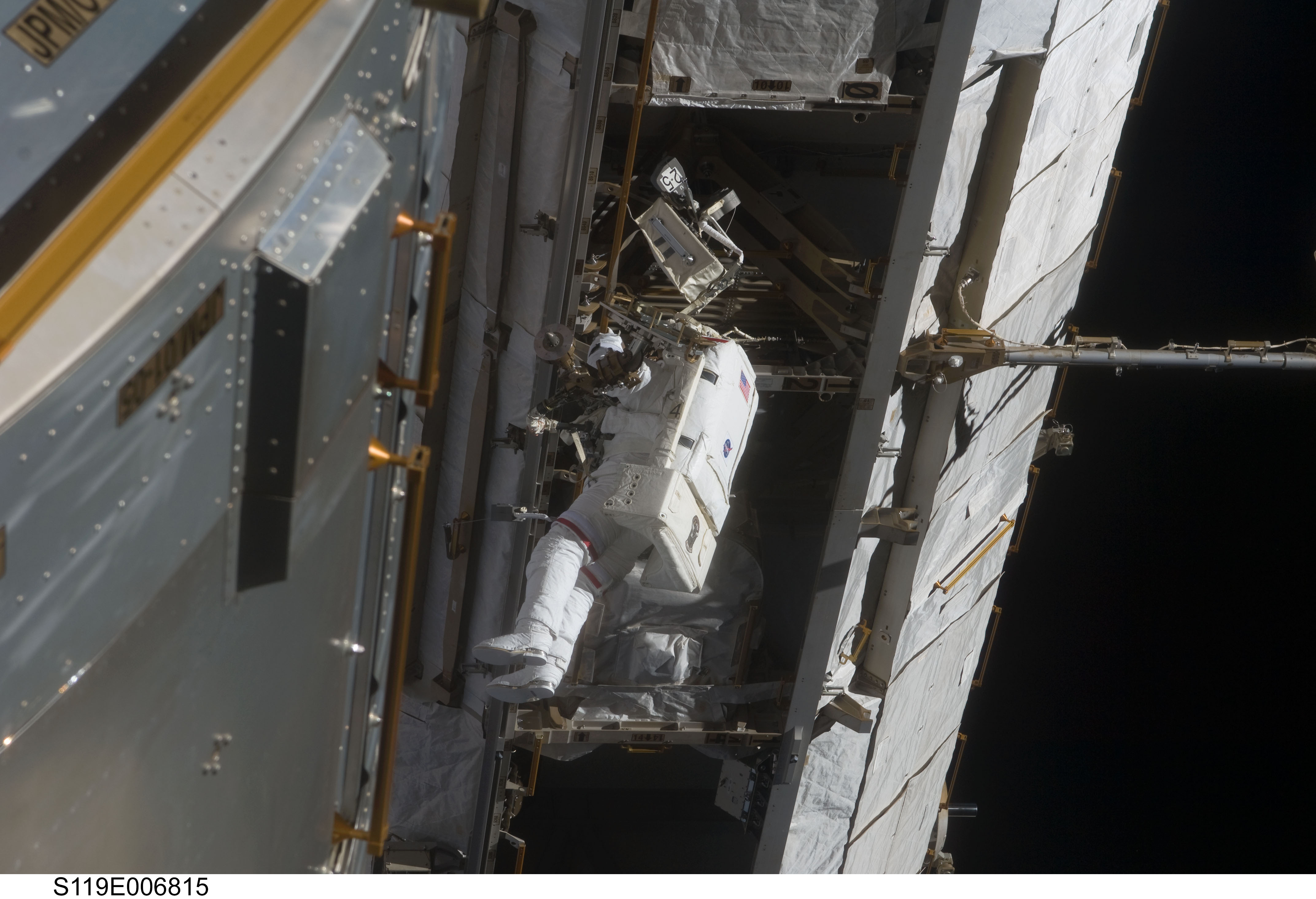 STS-119 EVA 2 APFR and P1 Worksite Setup OPS