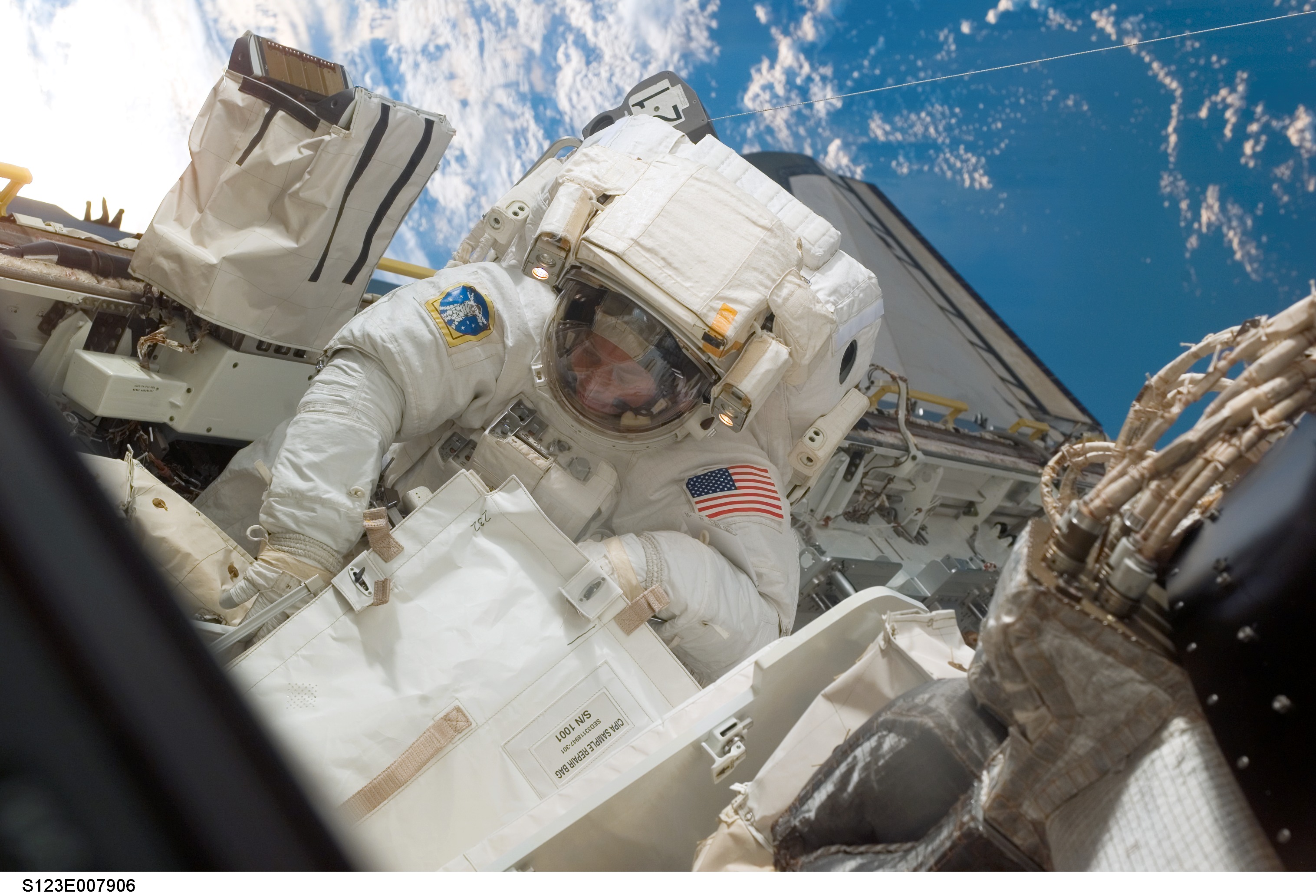 Behnken during EVA 4 - Expedition 16 / STS-13 Joint Operations
