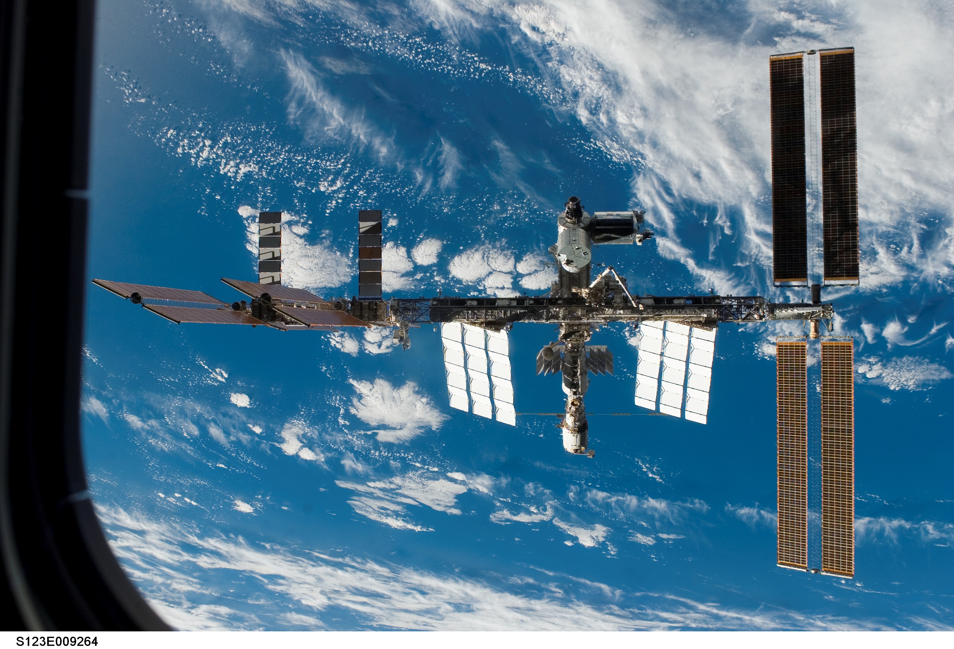 Flyaround view of the ISS taken from STS-123 Space Shuttle Endeavor